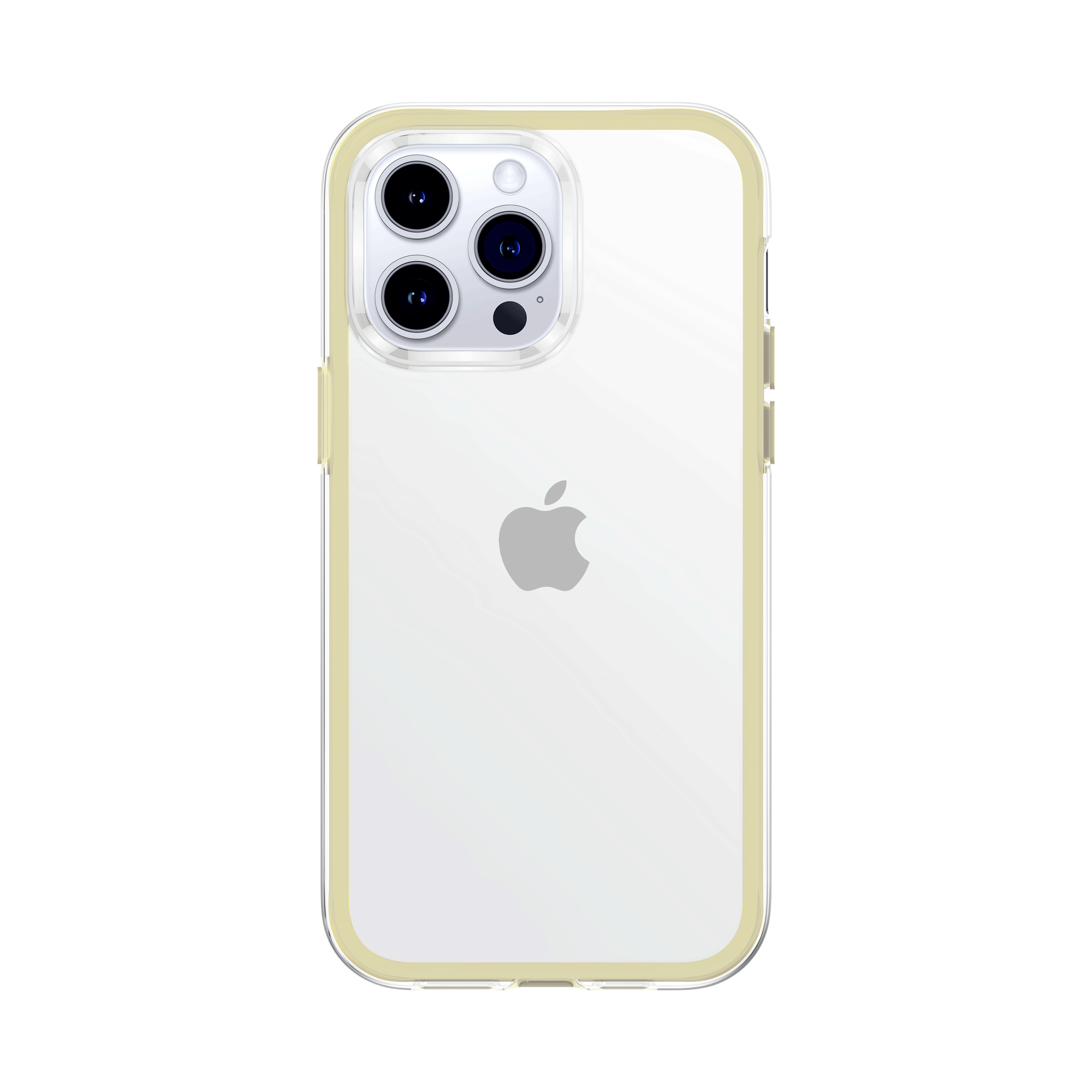 front view of beige air cushion basic iphone case showing the design