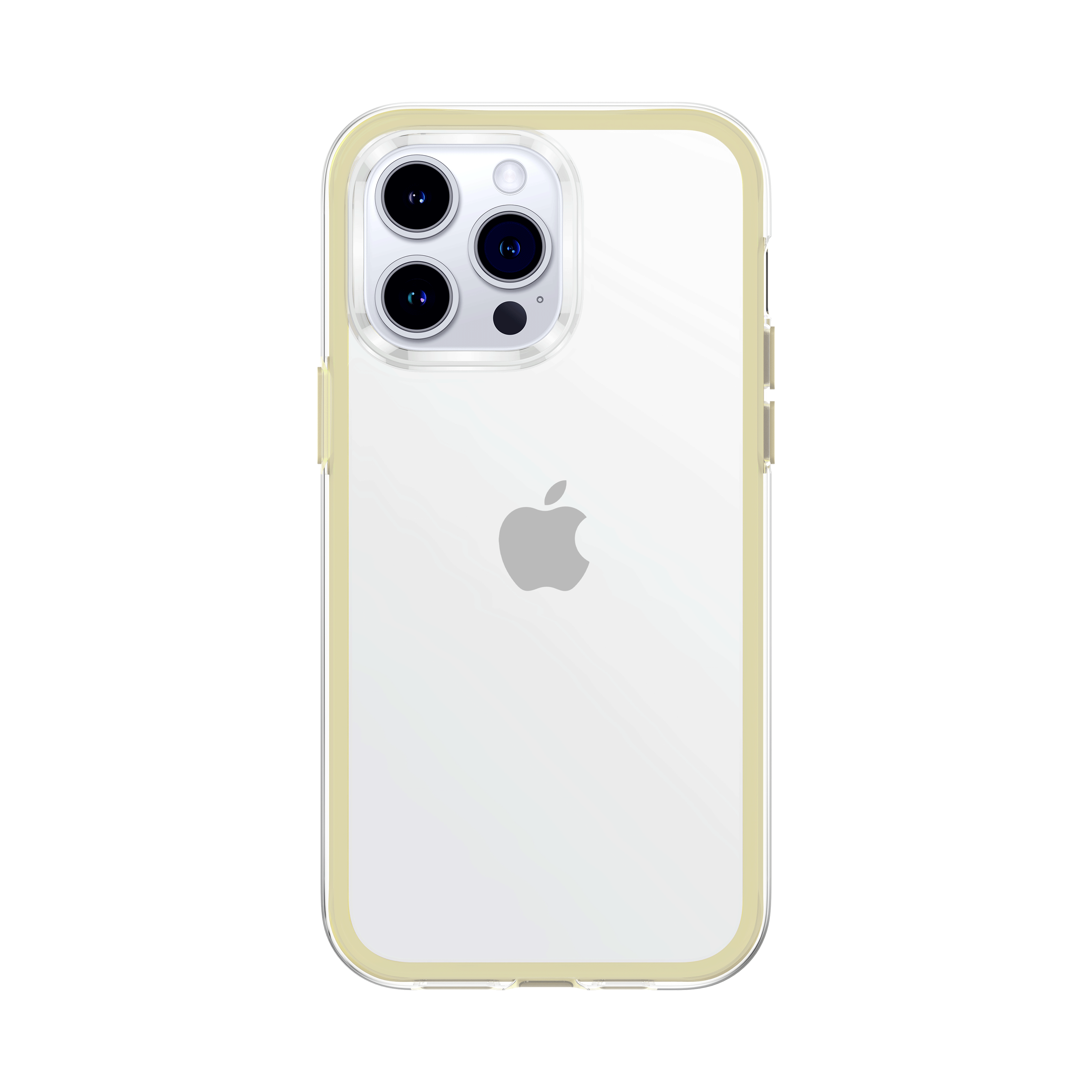 front view of beige air cushion basic iphone case showing the design