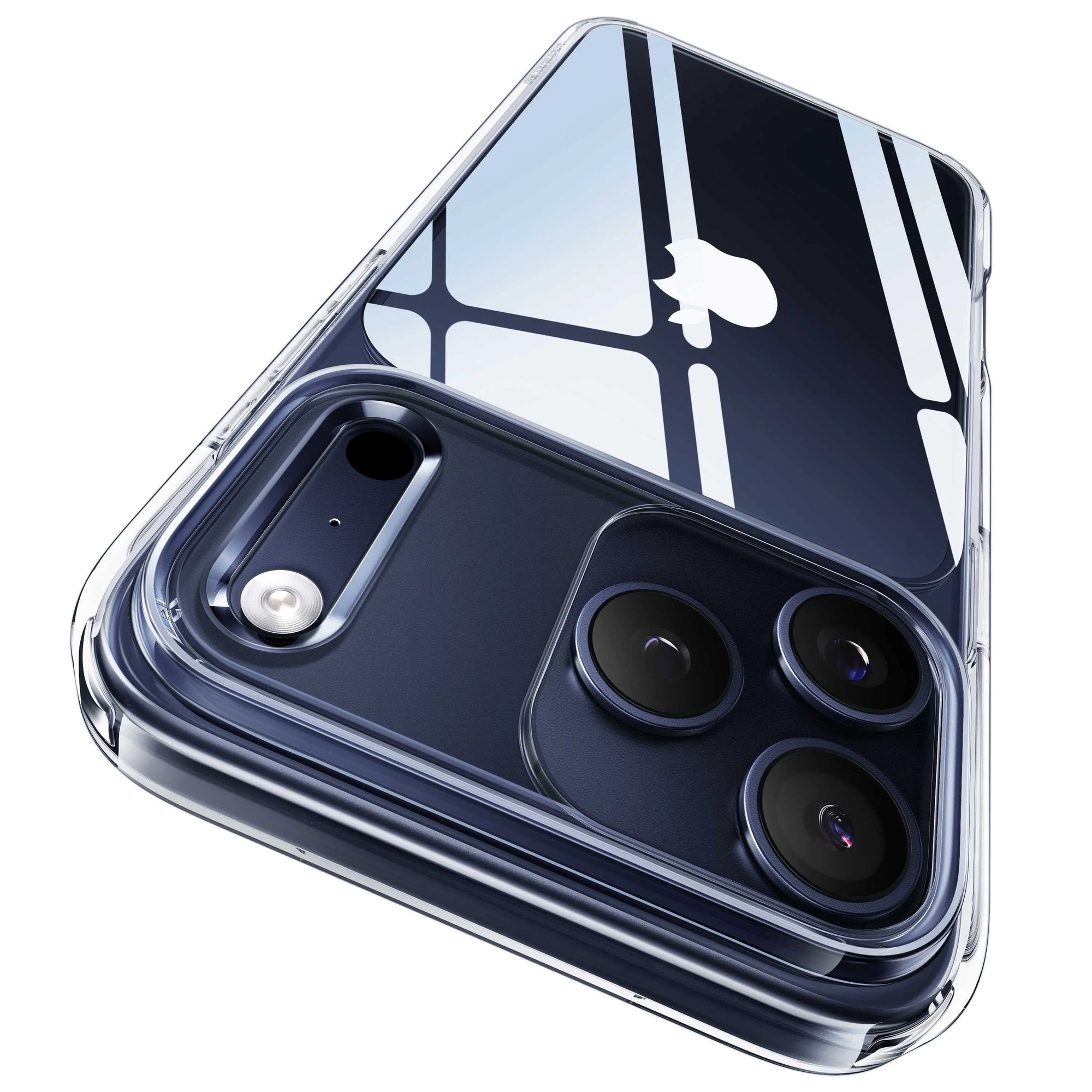 casekoo navy blue crystal clear phone case for iphone 17 slim protective design