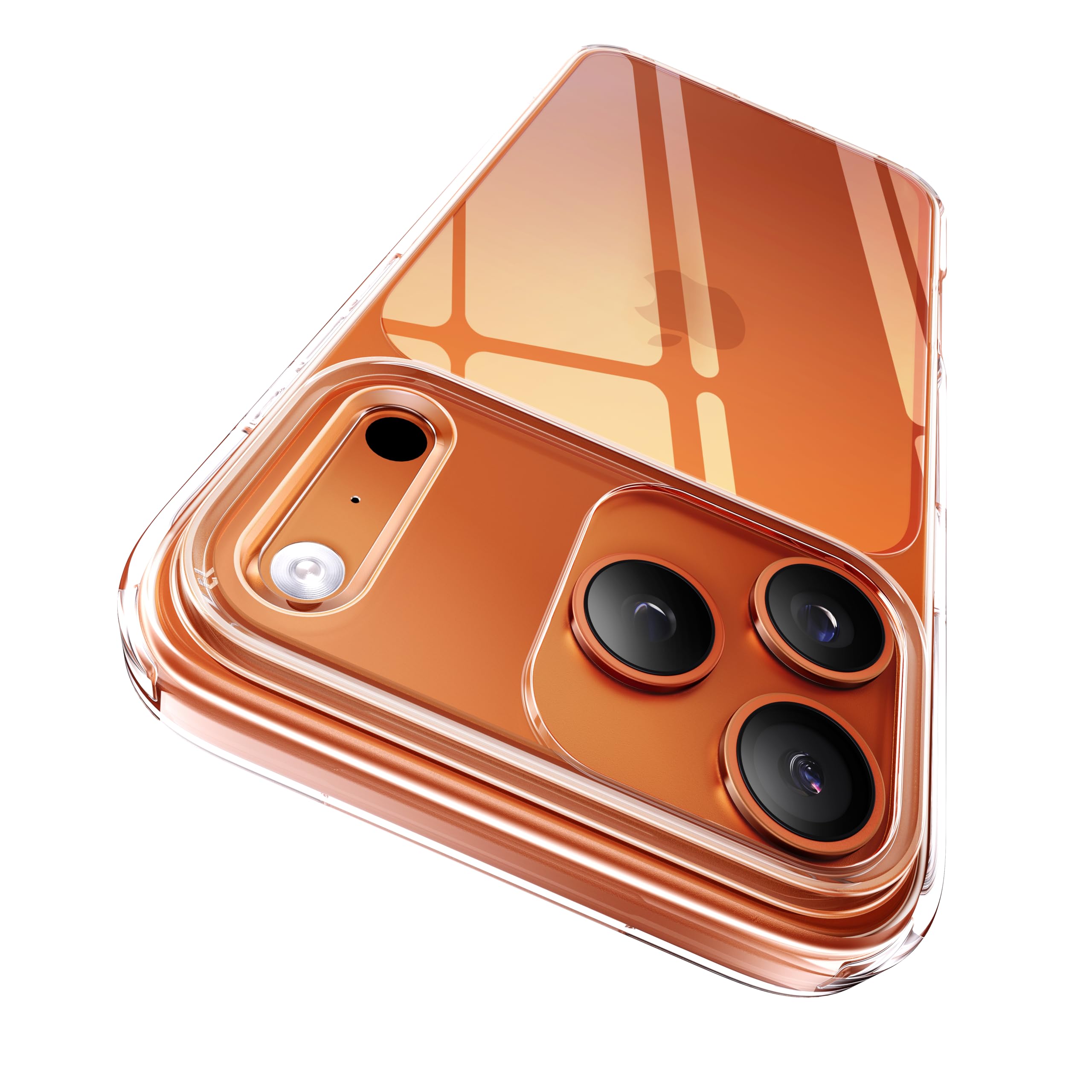 casekoo orange crystal clear phone case for iphone 17 slim protective design