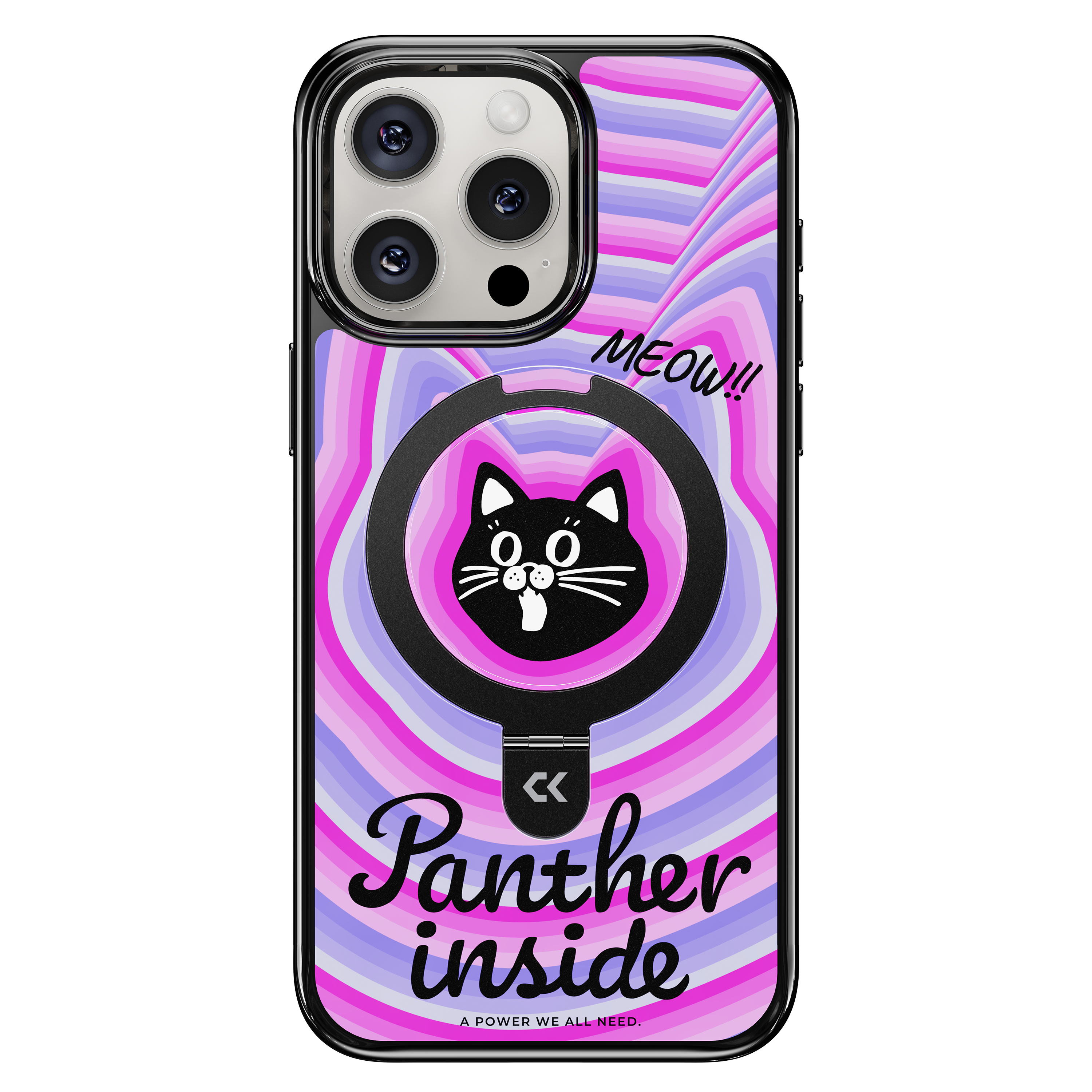 Screaming Kitty magic stand iphone case showing the design