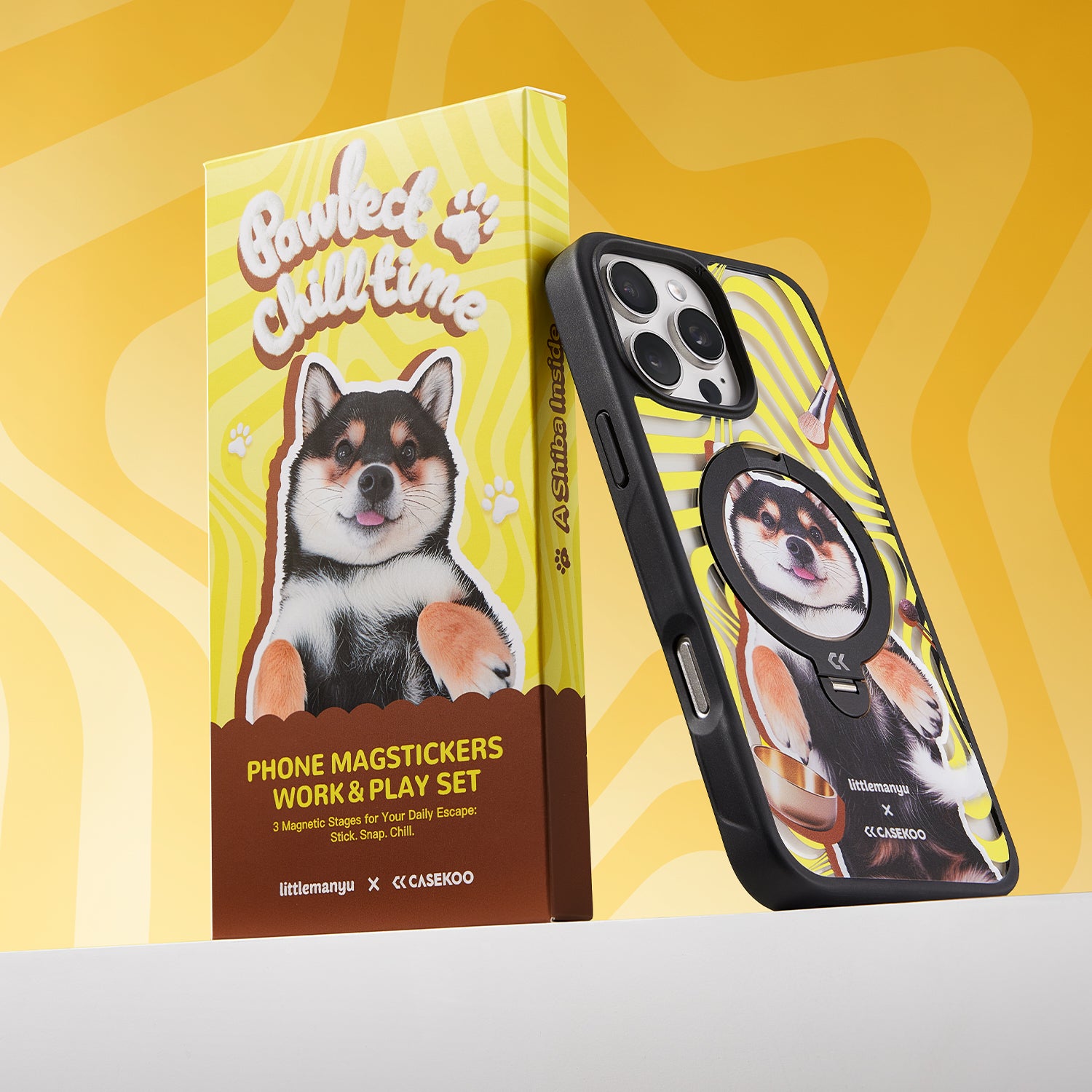 Collab x Manyu Pawfect Chill Time Magic Stand Pro Case Set for iPhone