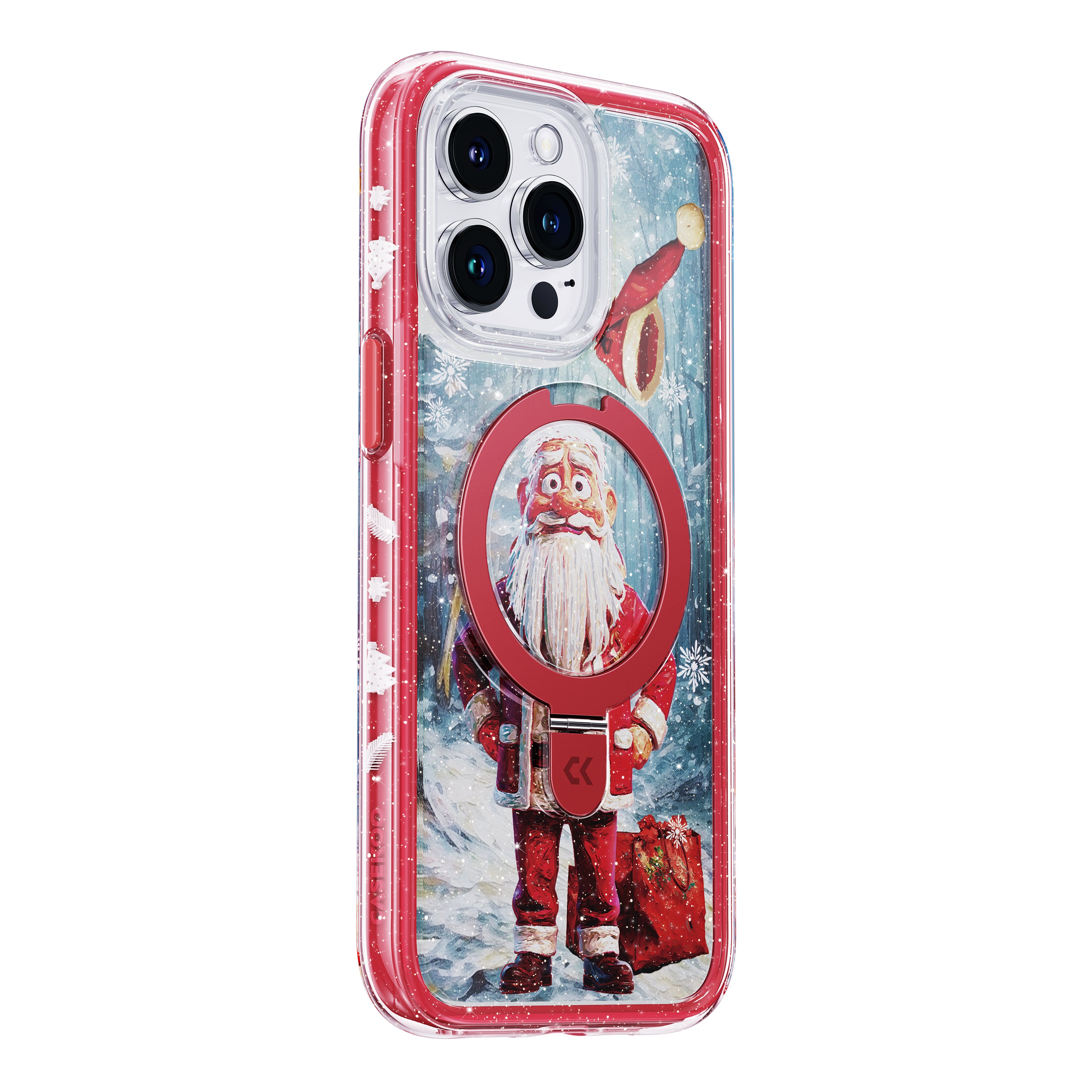 CASEKOO iPhone エアバンパー 耐衝撃性ラバーグリップ電話ケース 内蔵磁気キックスタンドと MagSafe 対応 - Cloud Cush クリスマスシリーズ マジックスタンド限定バージョン