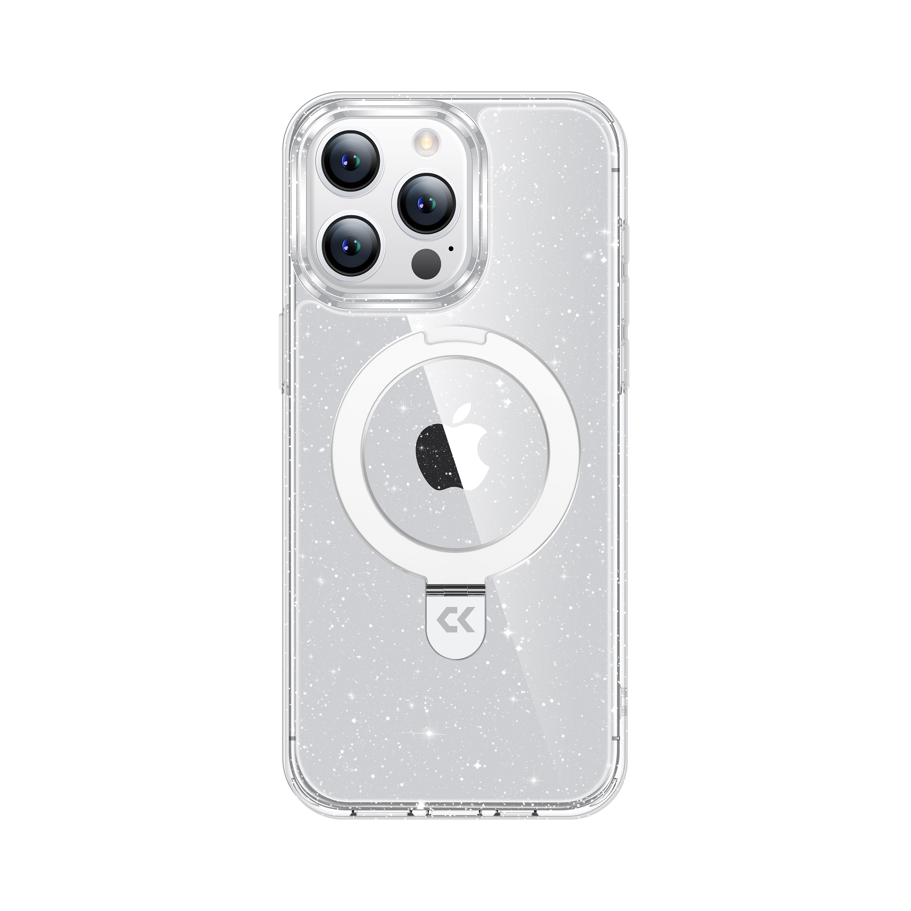 CASEKOO iPhone グリッター クリア スリム電話ケース 内蔵磁気キックスタンドと MagSafe 対応 - クリア ロック グリッター シリーズ マジック スタンド バージョン