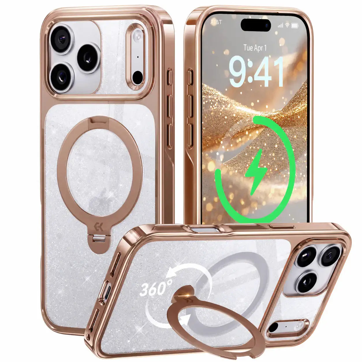 Titanium Glitter StandKOO Halo Shiny Case for iPhone