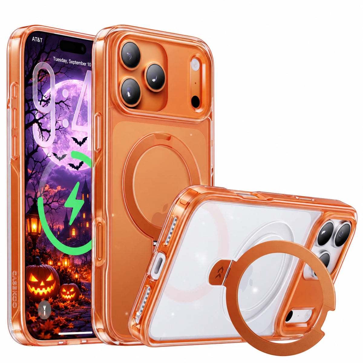 iPhone 17用カラフルクリスタルクリアマジックスタンドケース – スタイルと保護の融合 - CASEKOO