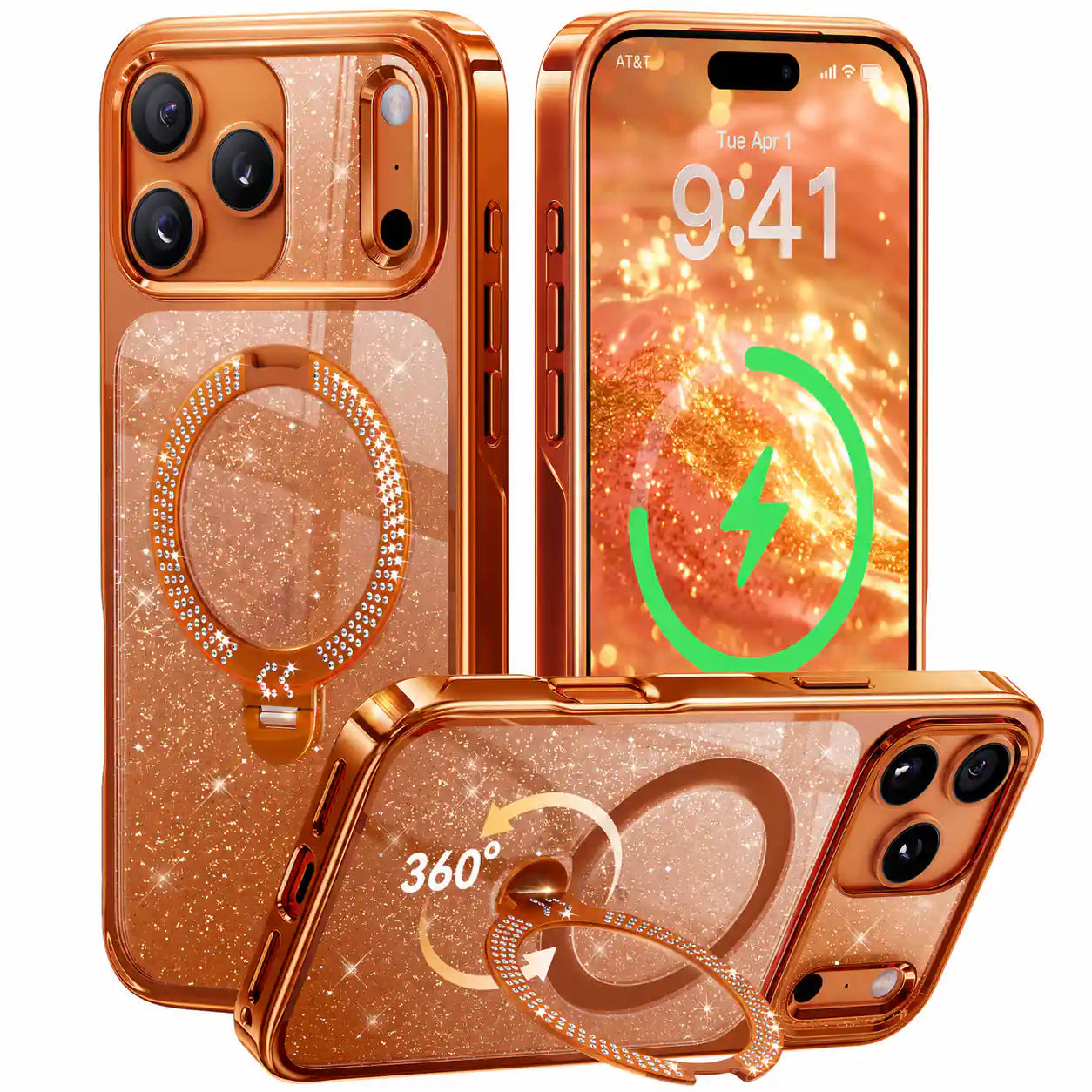 iPhone用Titanium Glitter StandKOOケース – 輝く保護-CASEKOO