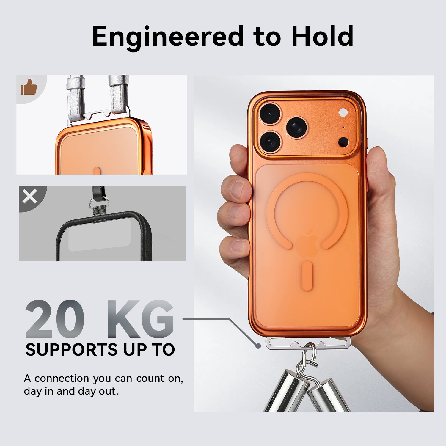 LINKOO™ チタンシリーズ 折りたたみ式インビジブルストラップバックル付き携帯電話ケース