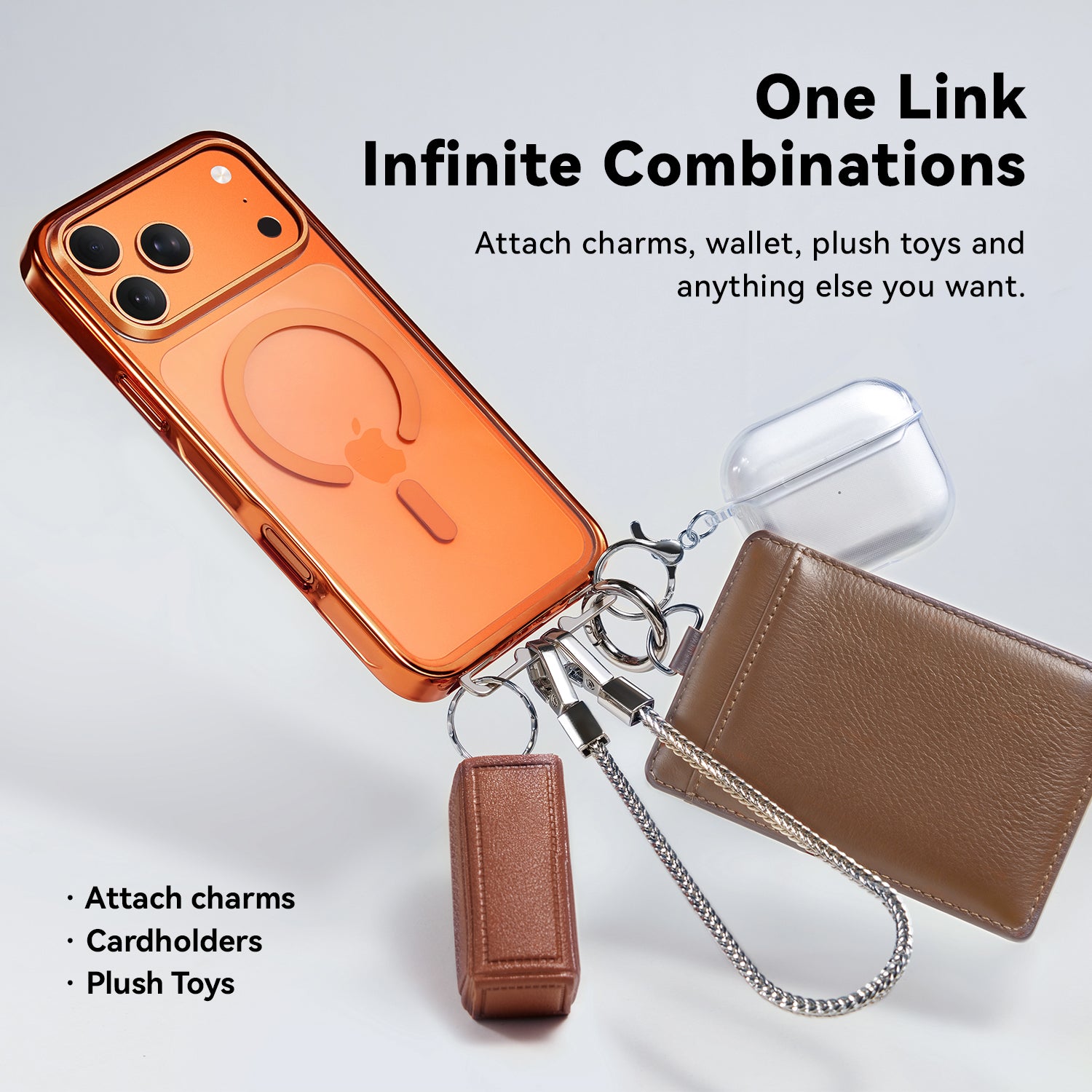 LINKOO™ チタンシリーズ 折りたたみ式インビジブルストラップバックル付き携帯電話ケース