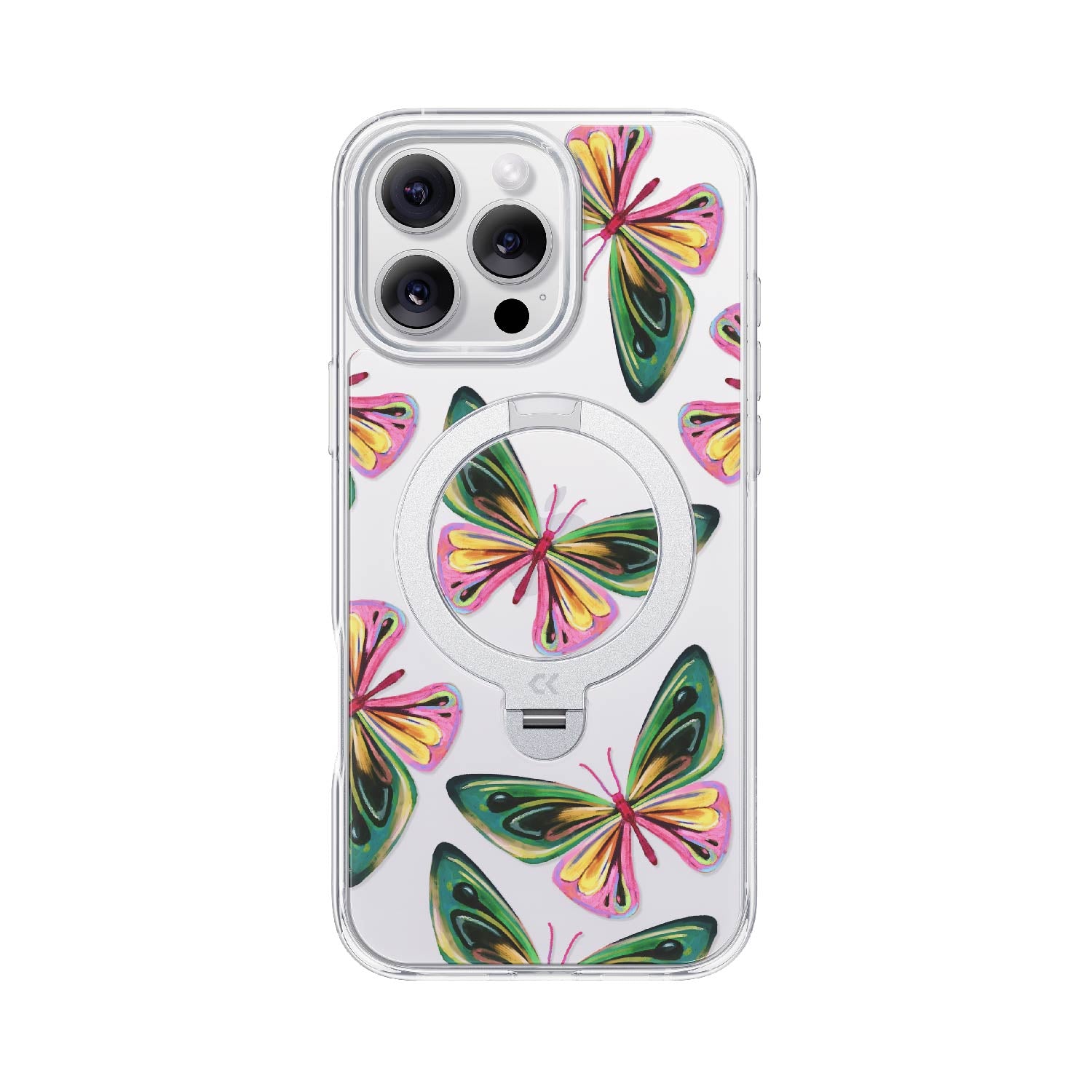 front view of the psychedelic butterfly iphone case showing the design