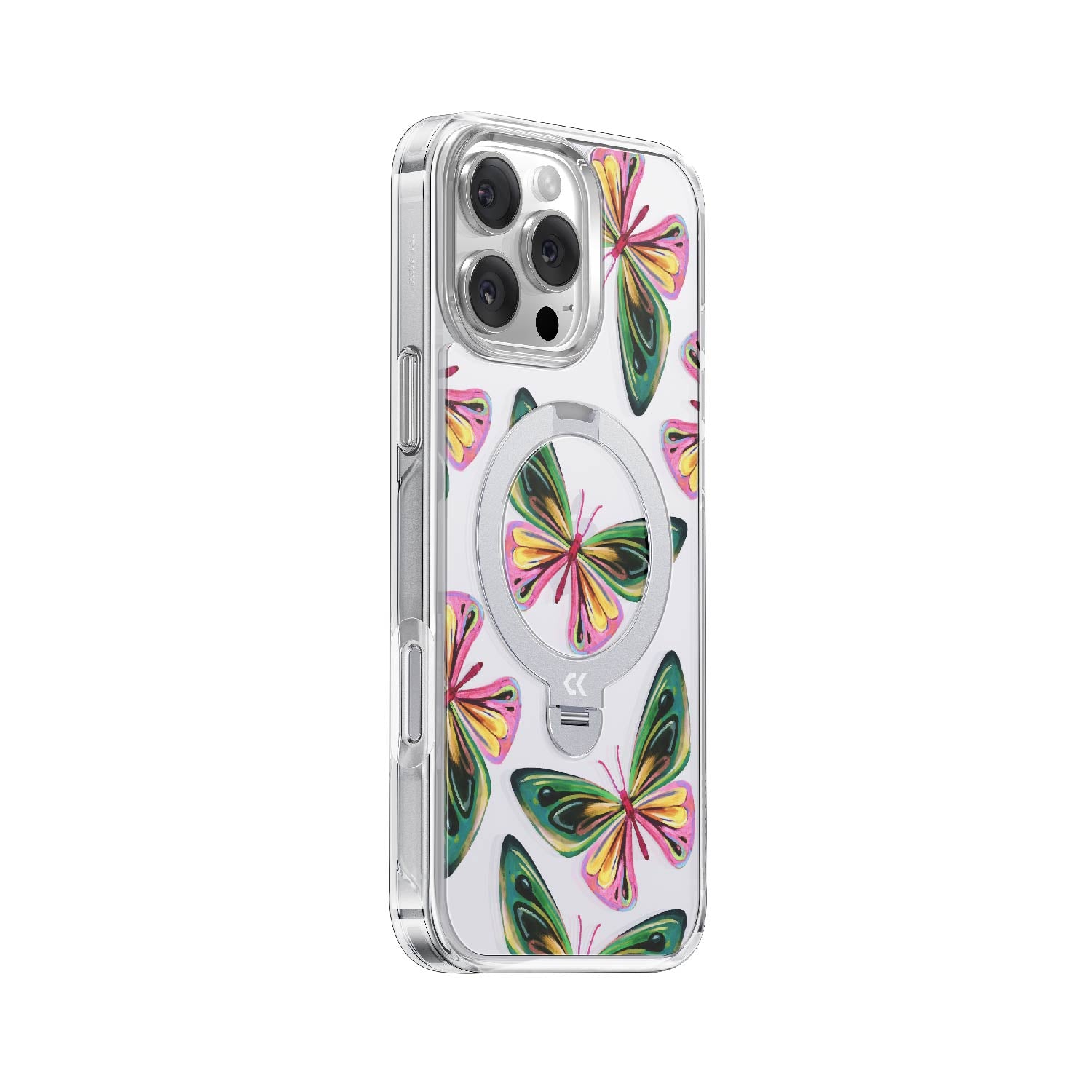 side view of the psychedelic butterfly iphone case showing the design