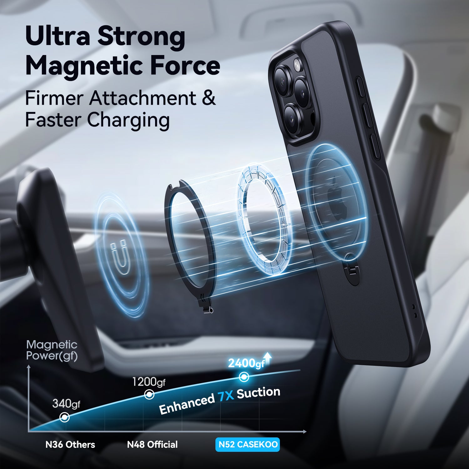 CASEKOO Magic Stand Series Clear Lock Glitter Version Cases for iPhone