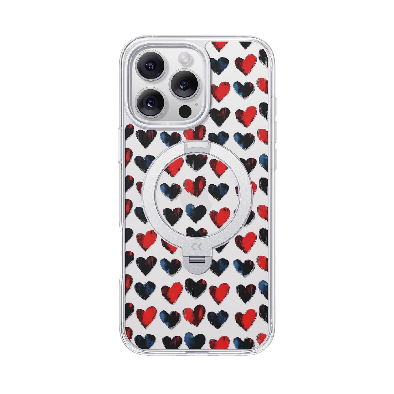 front view of the love struck iphone case showing the design