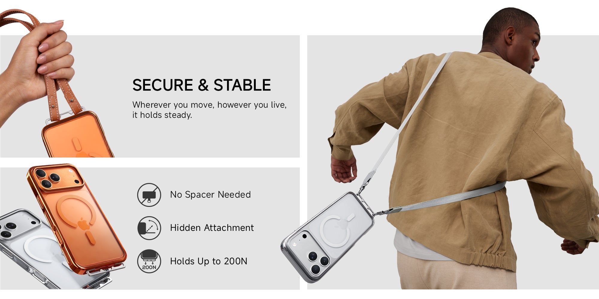 LINKOO Titanium series Phone Case with Foldable Invisible Lanyard