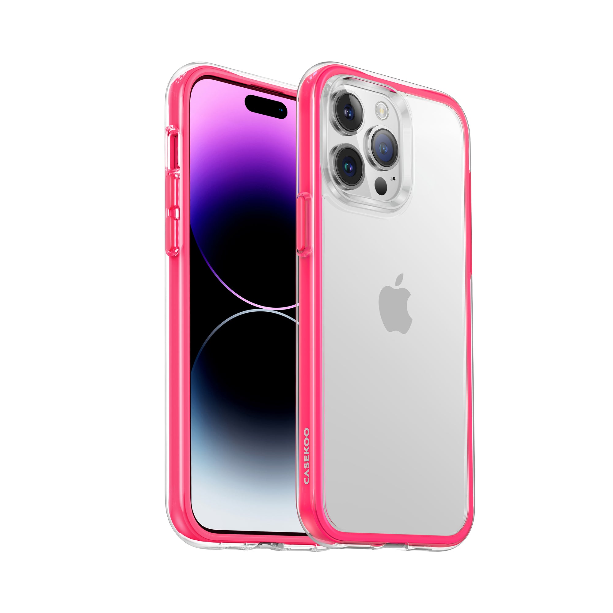 side view of pink air cushion basic iphone case showing the design