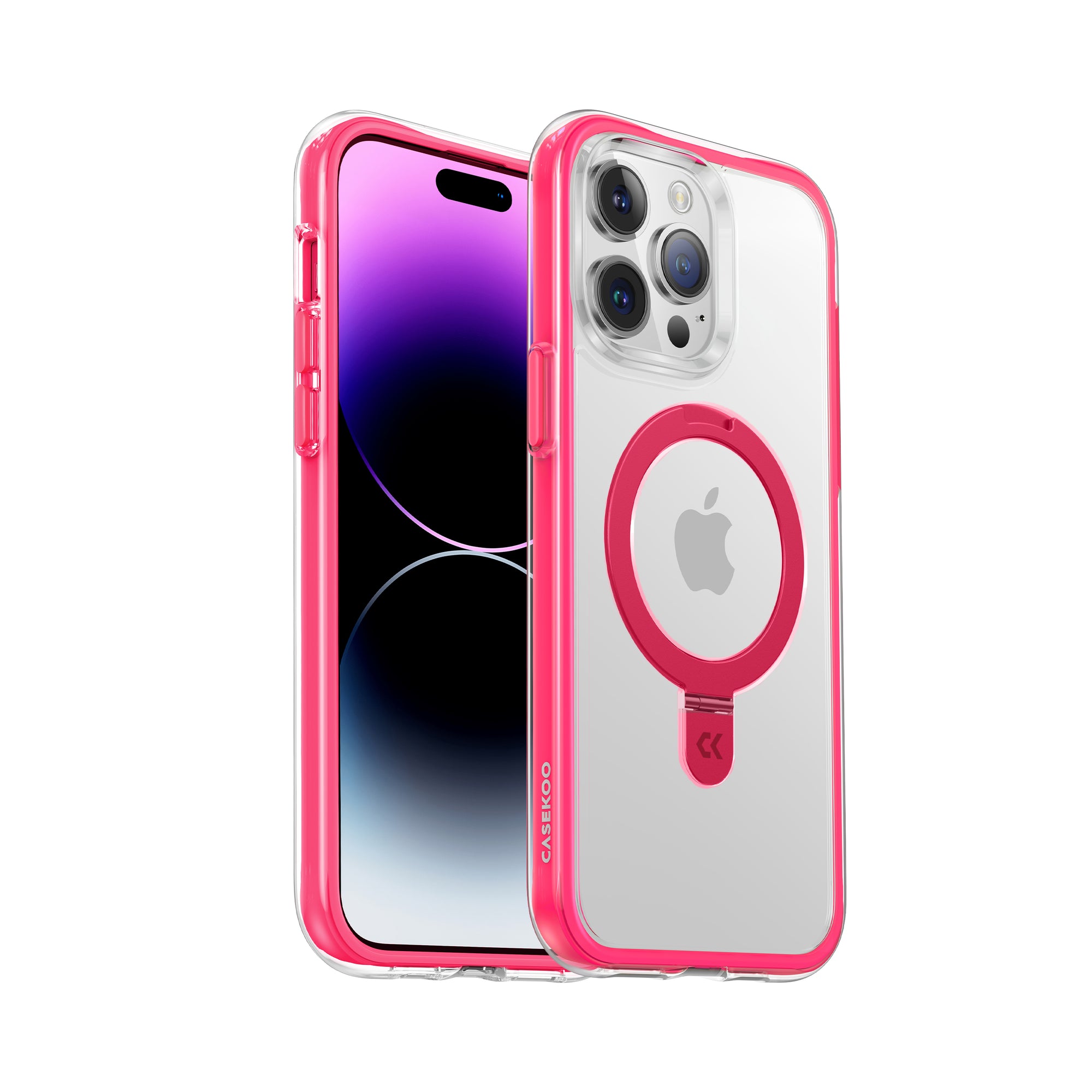 side view of the pink air cushion magic stand iphone case showing the design