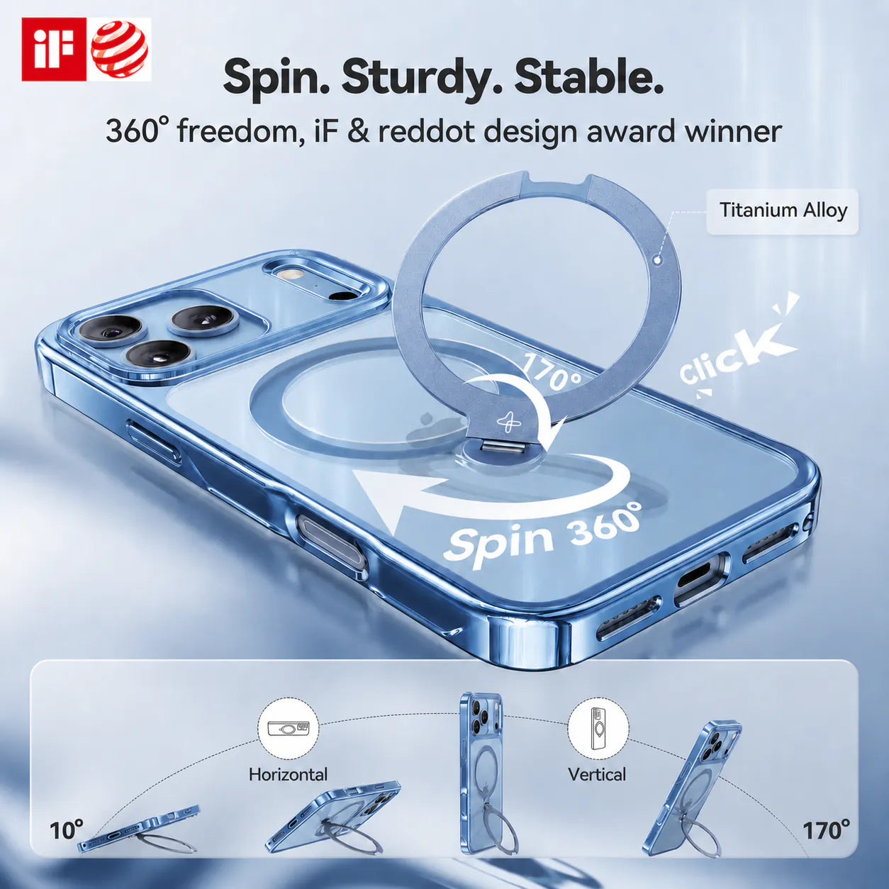 CASEKOO StandKOO Pro Halo Titanium Clear Case
