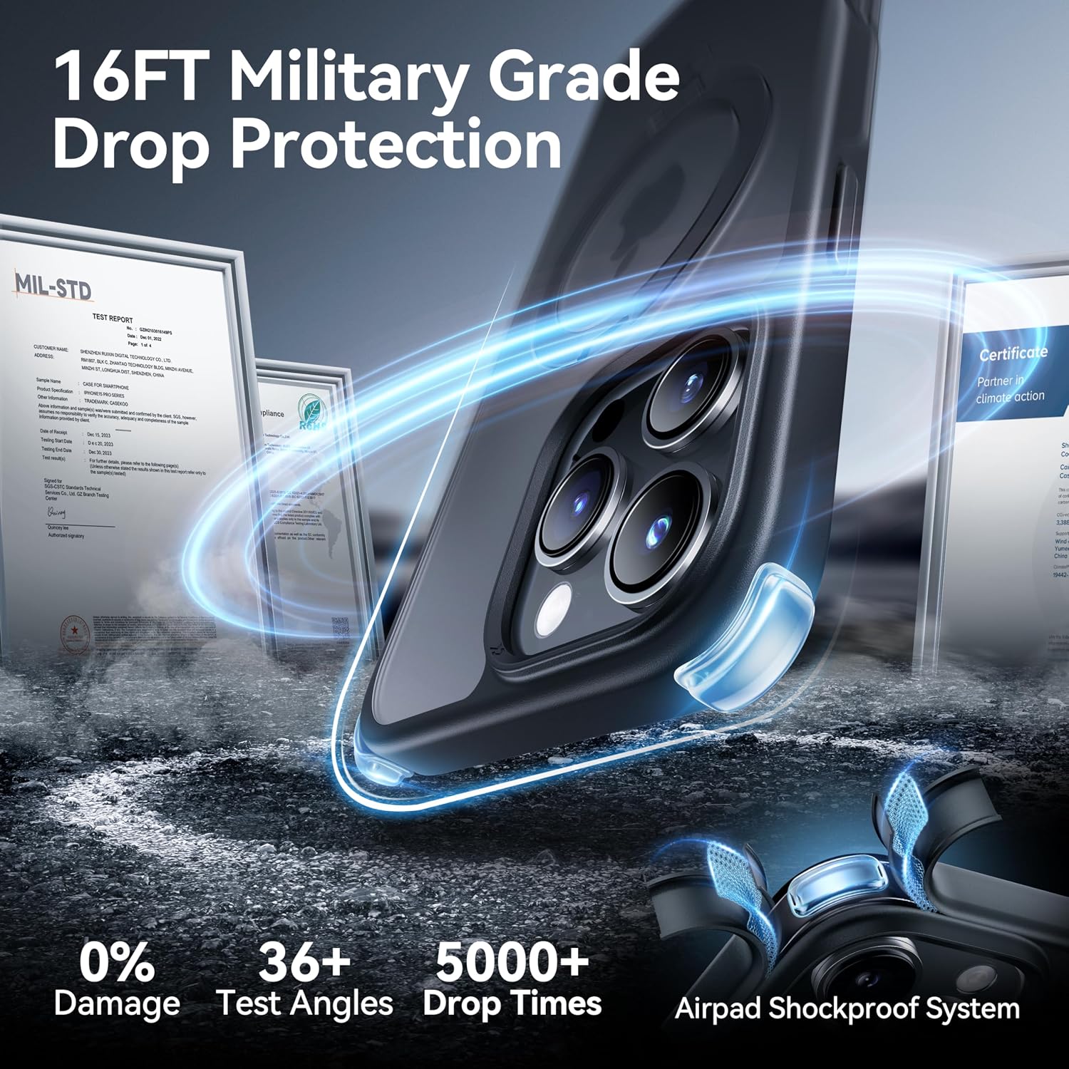CASEKOO matte MagicStand drop protection