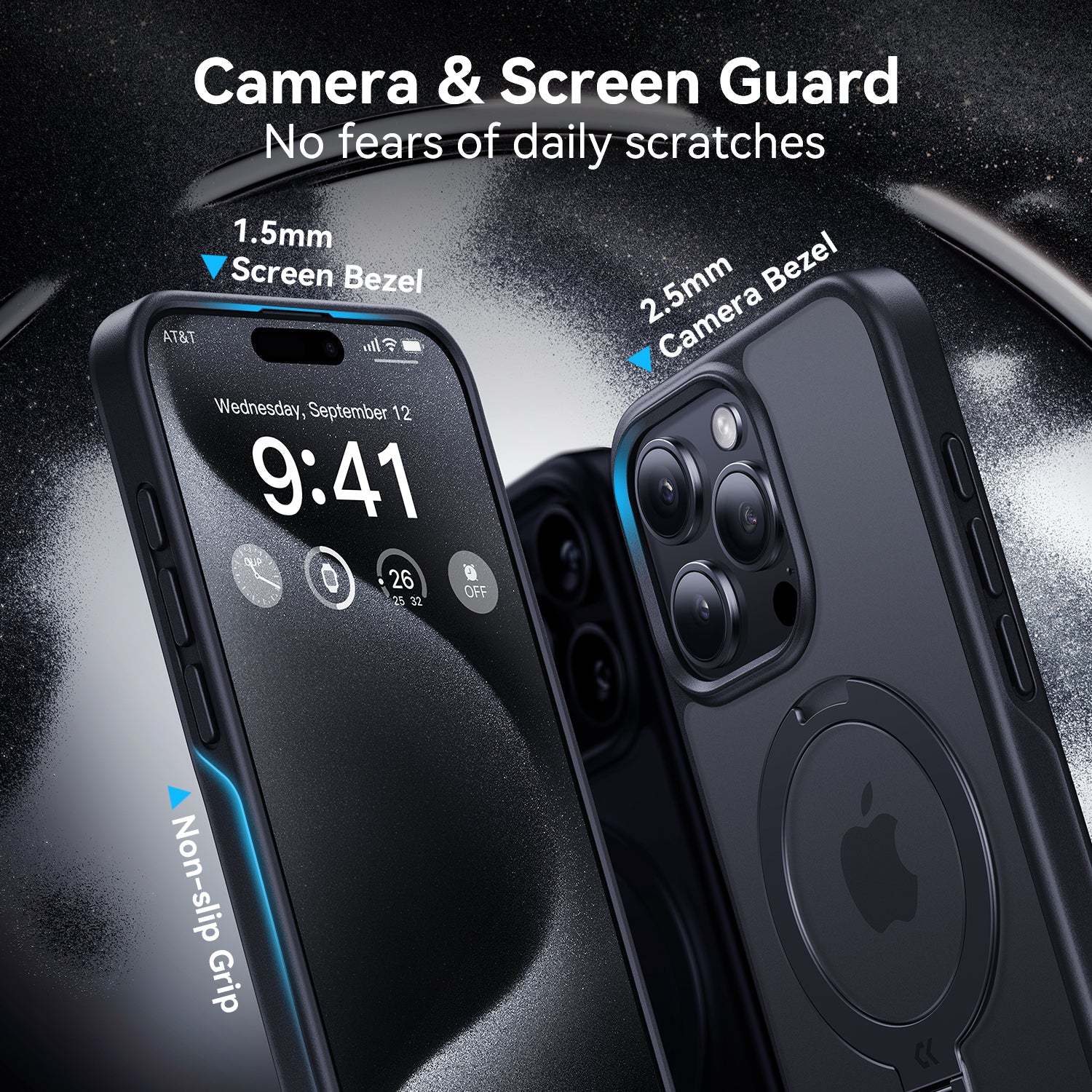 CASEKOO iPhone マット 指紋防止 スリム フォンケース 回転式マグネット式キックスタンド内蔵、MagSafe 対応 - Kooshock シリーズ マジックスタンド プロバージョン