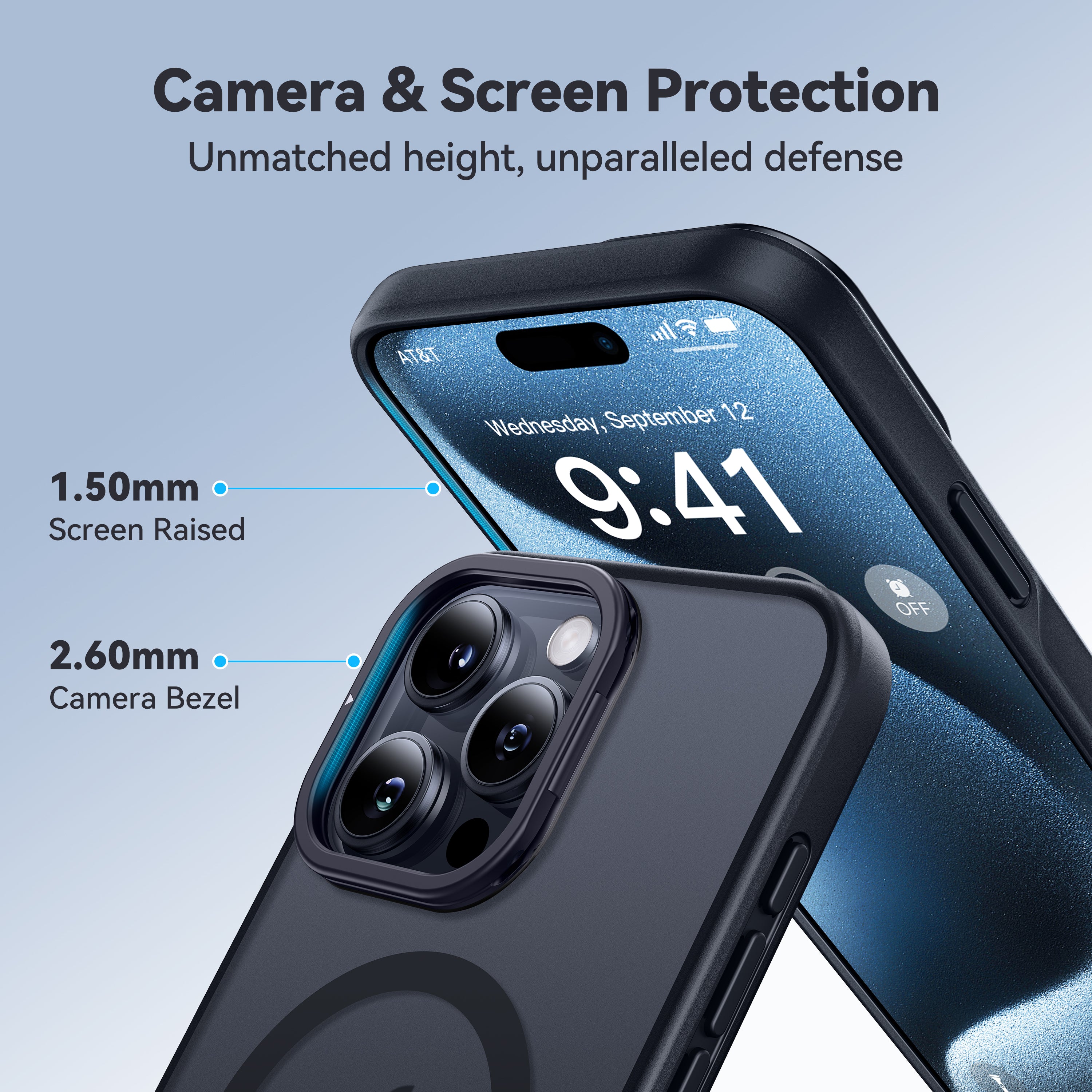 CASEKOO iPhone Matte Anti-Fingerprint Slim Phone Case with Kick Stand and MagSafe Compatible - Kooshock Series Lens Stand Version