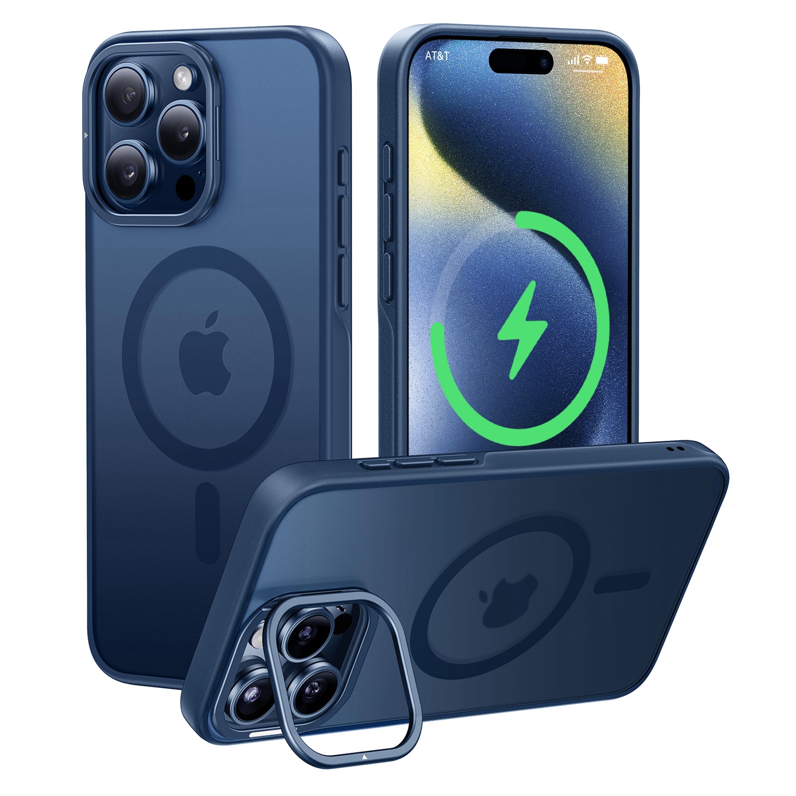 CASEKOO iPhone マット 指紋防止 スリム 携帯ケース キックスタンド付き MagSafe 対応 - Kooshock シリーズ レンズスタンド バージョン