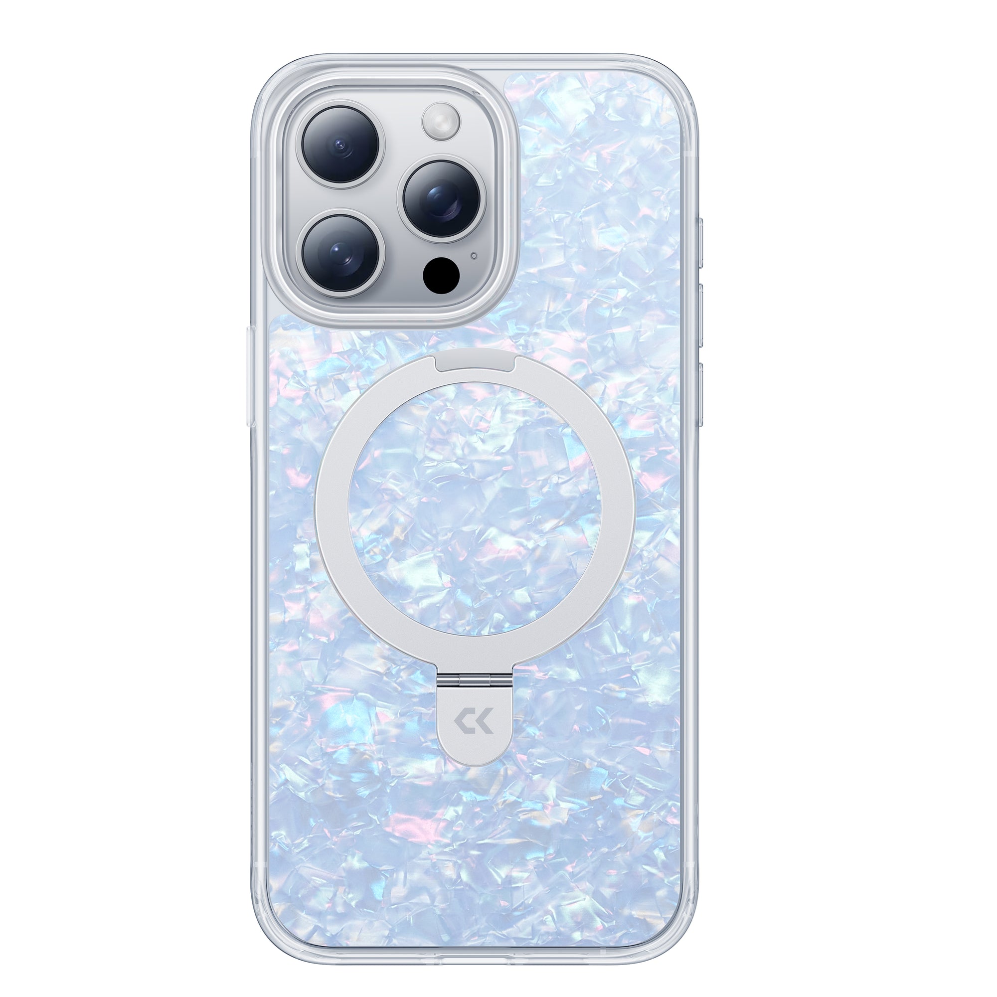 front view of blue natural pearl Magic Stand Case with Built-in Rotatable Magnetic Kickstand