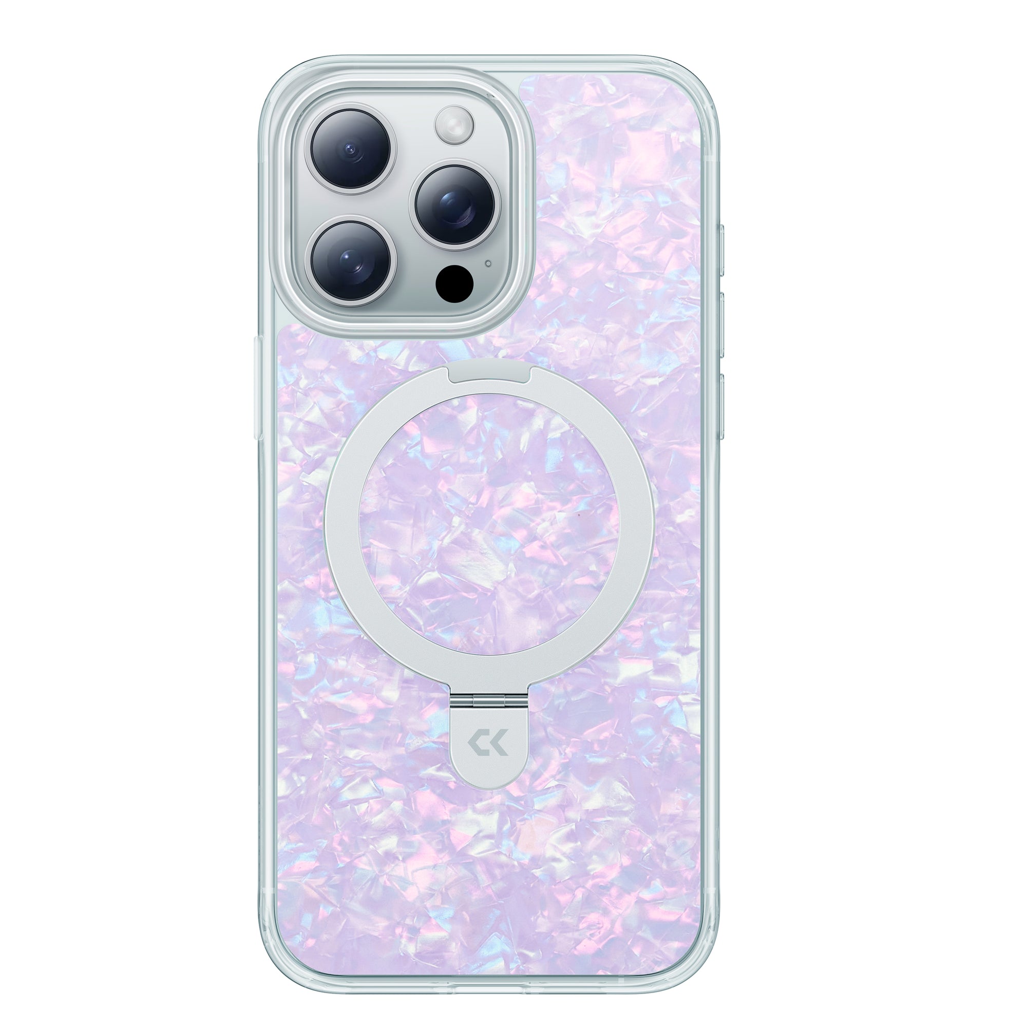 front view of pink natural pearl Magic Stand Case with Built-in Rotatable Magnetic Kickstand