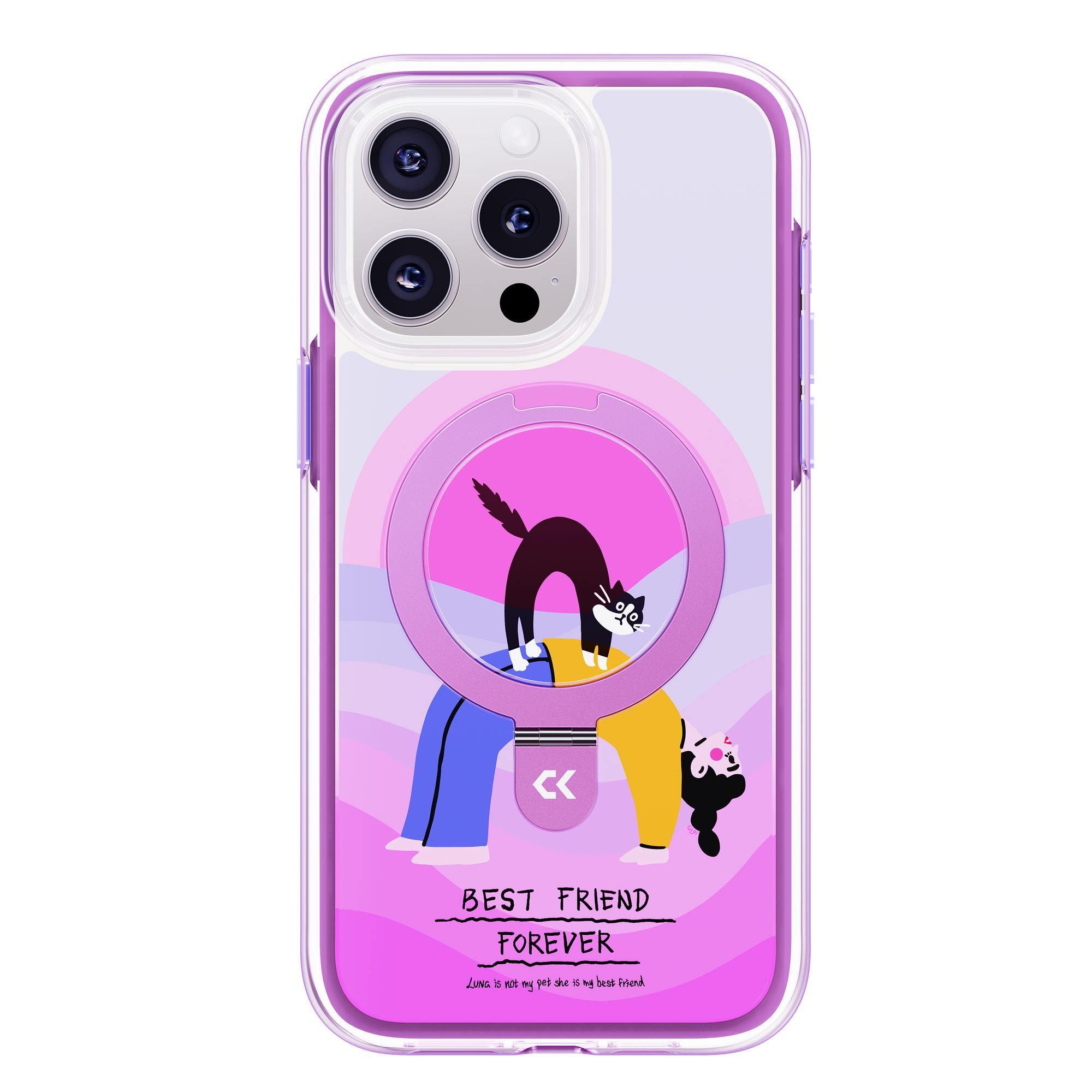 Play With Kitty air cushion magic stand iphone case showing the design