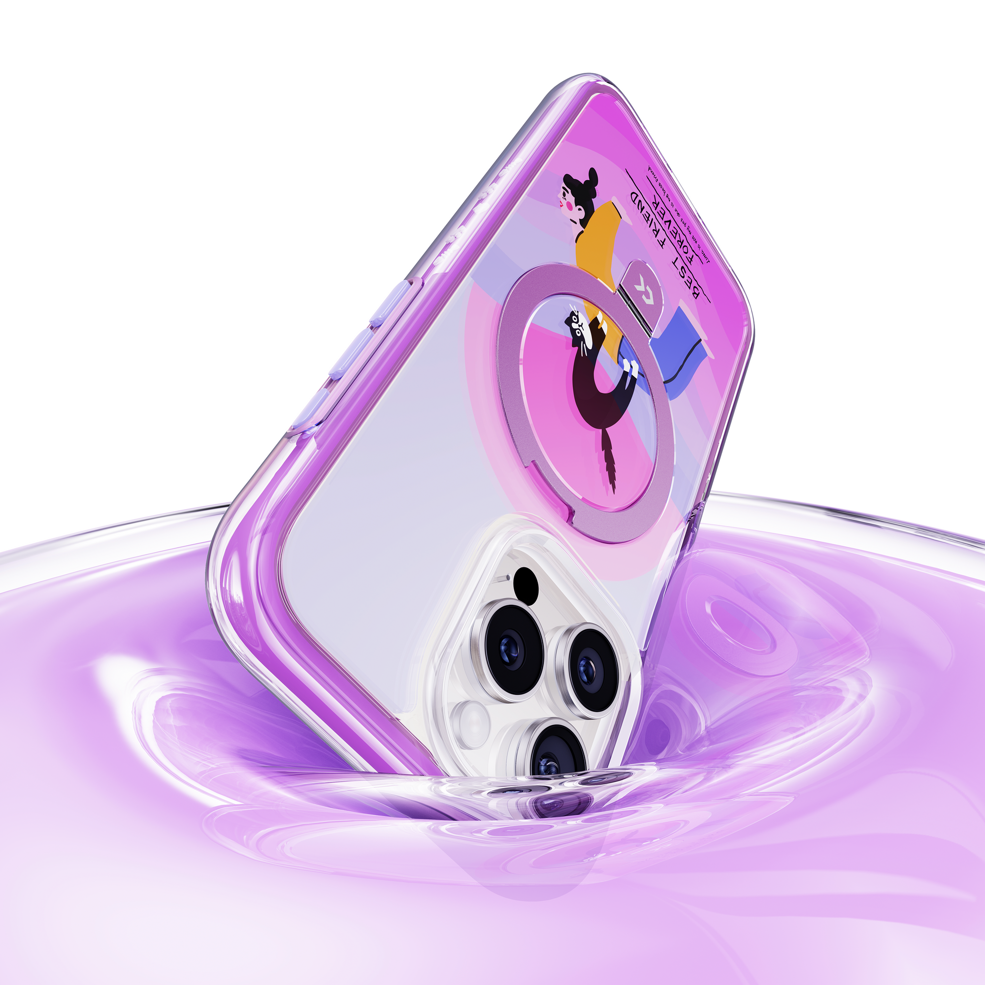 Play With Kitty air cushion magic stand iphone case showing the design