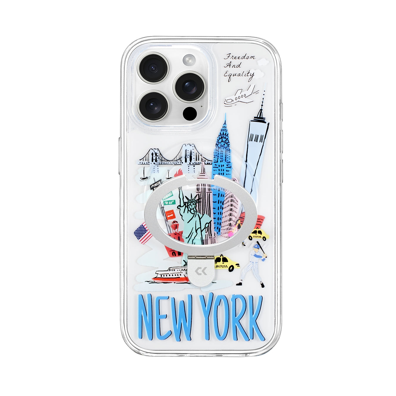 front view of new york city iphone case showing the design