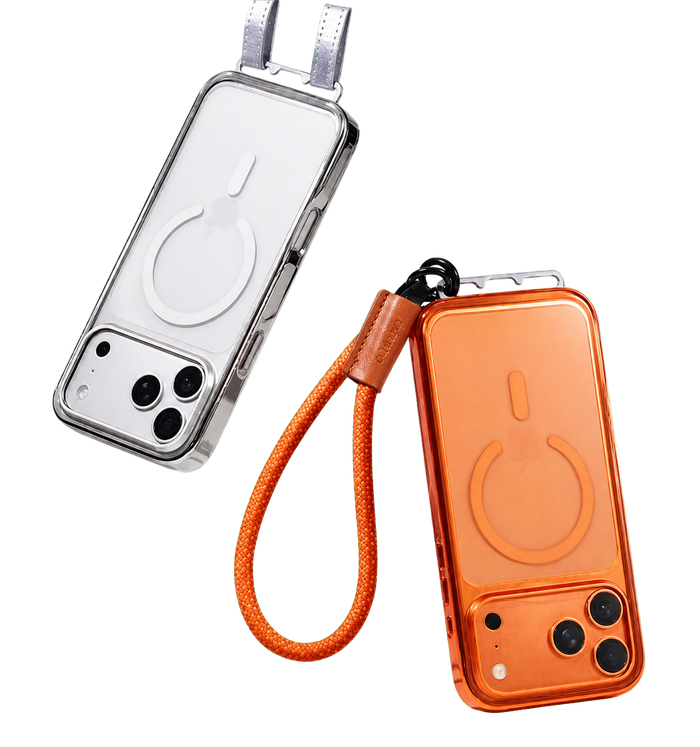 LinKOO lanyard cases in Silver and Vivid Orange
