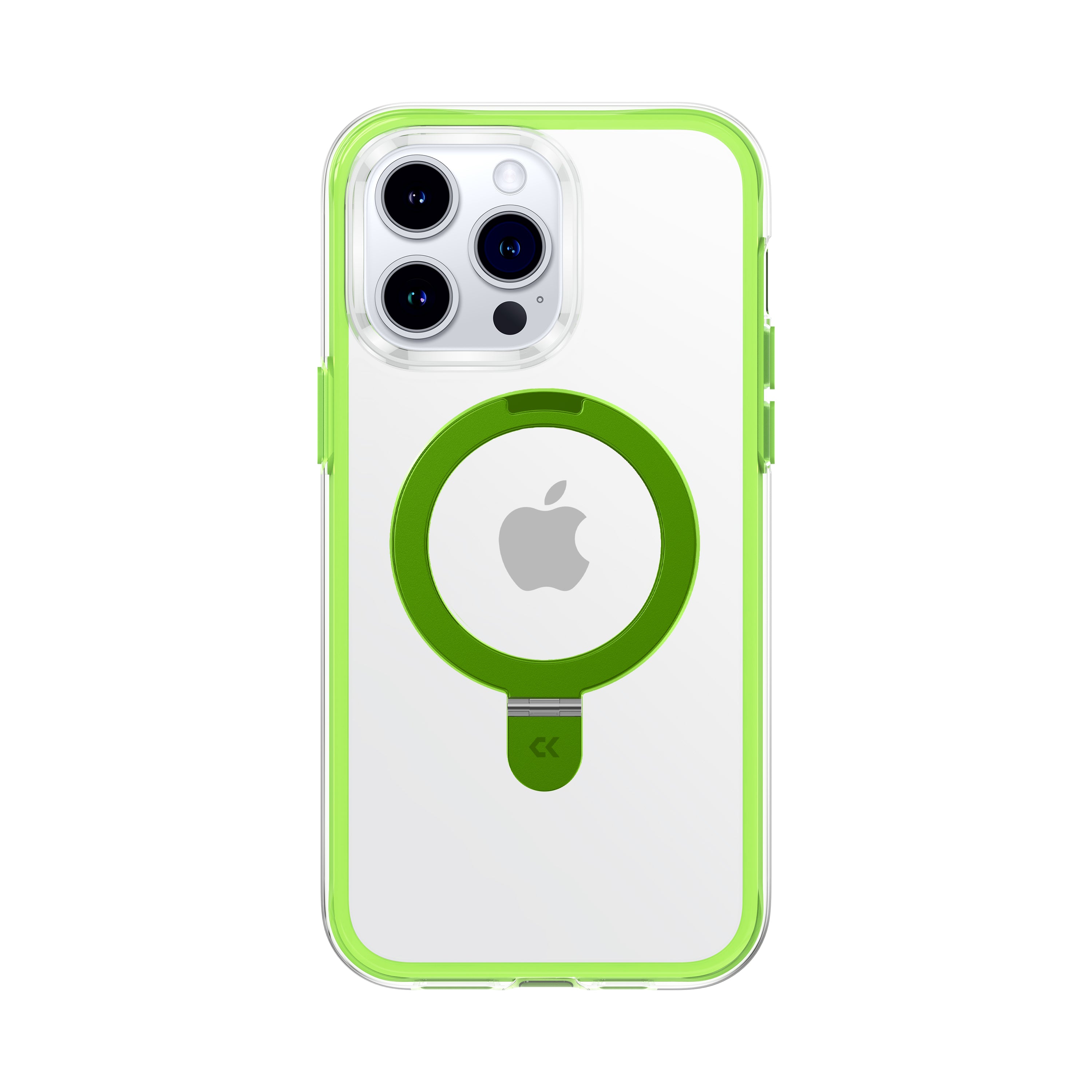 front view of the lime air cushion magic stand iphone case showing the design