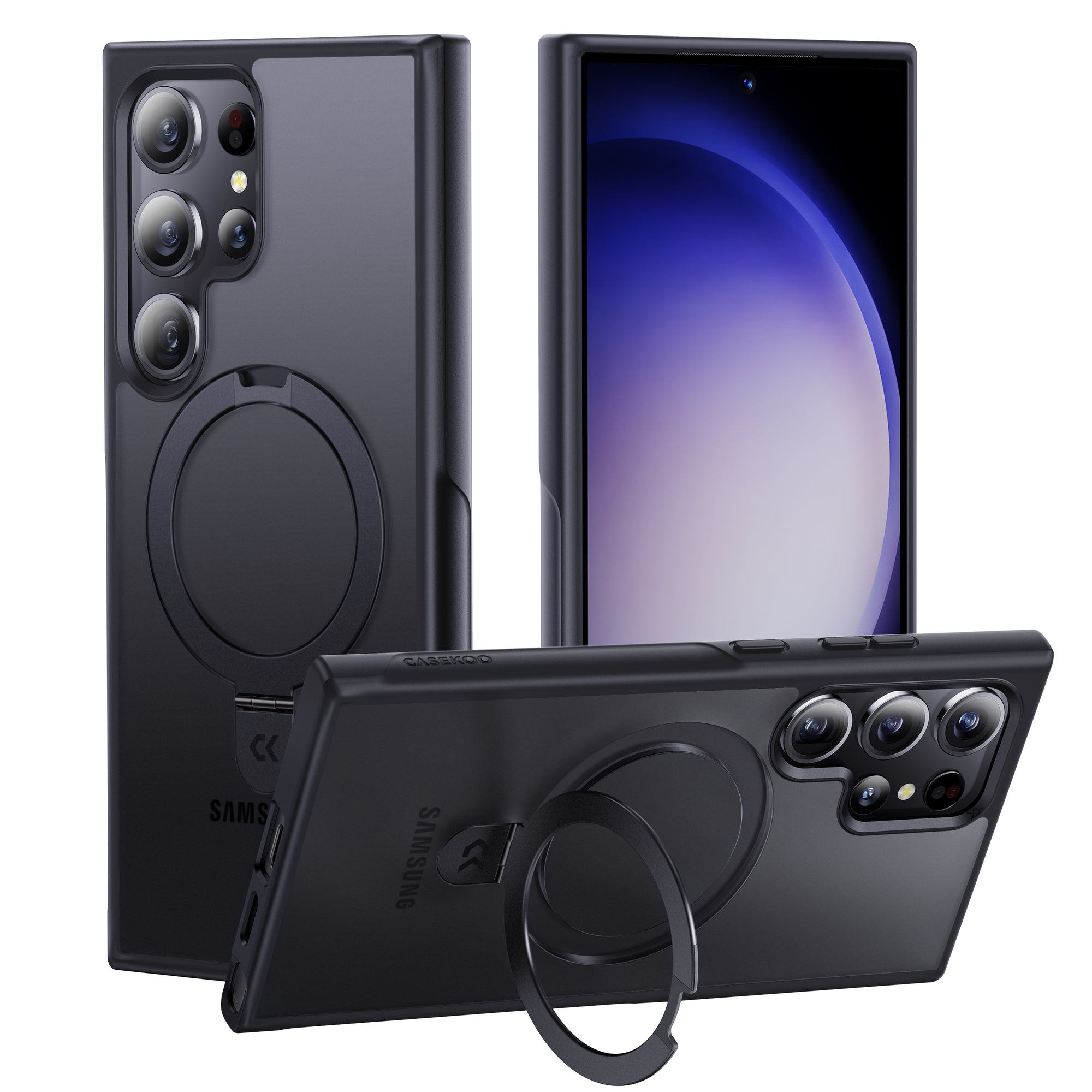 casekoo samsung galaxy s24 ultra kooshock magic stand phone case black