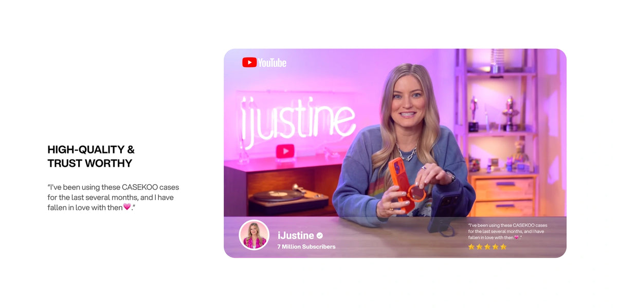 iJustine with CASEKOO phone cases