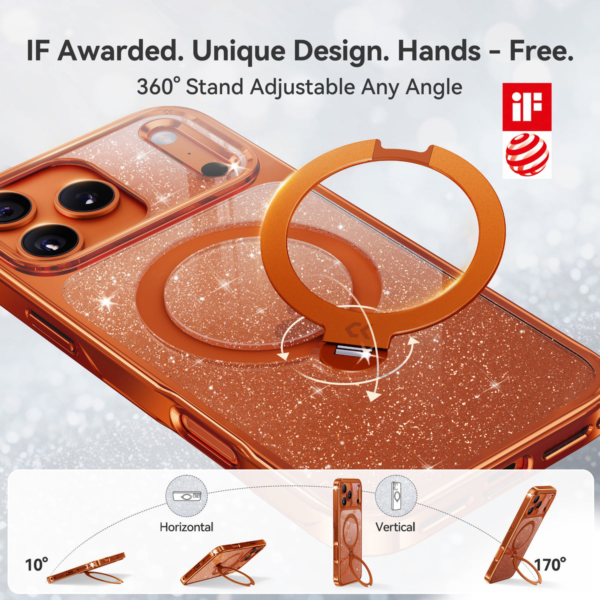 Sparkle Orange Glitter case stand
