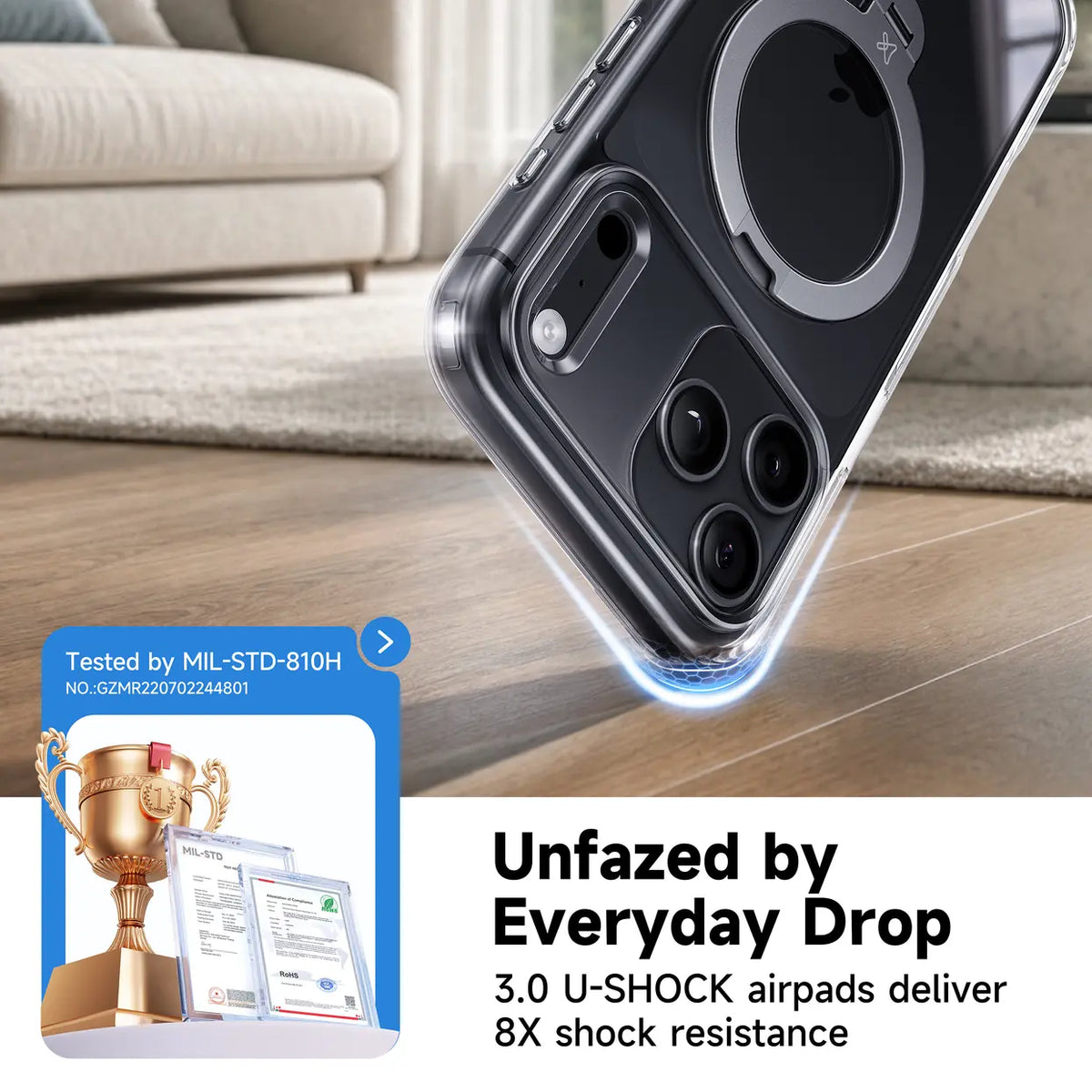 Crystal Clear StandKOO reinforced corner impact protection