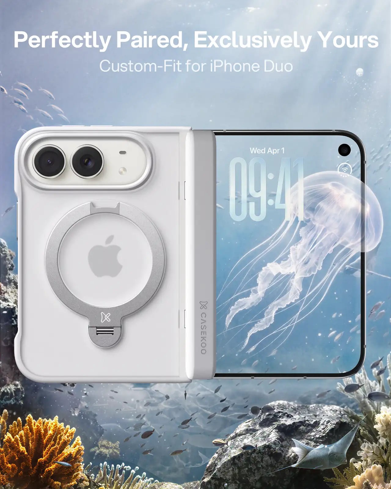 Star White StandKOO Pro case for iPhone Duo