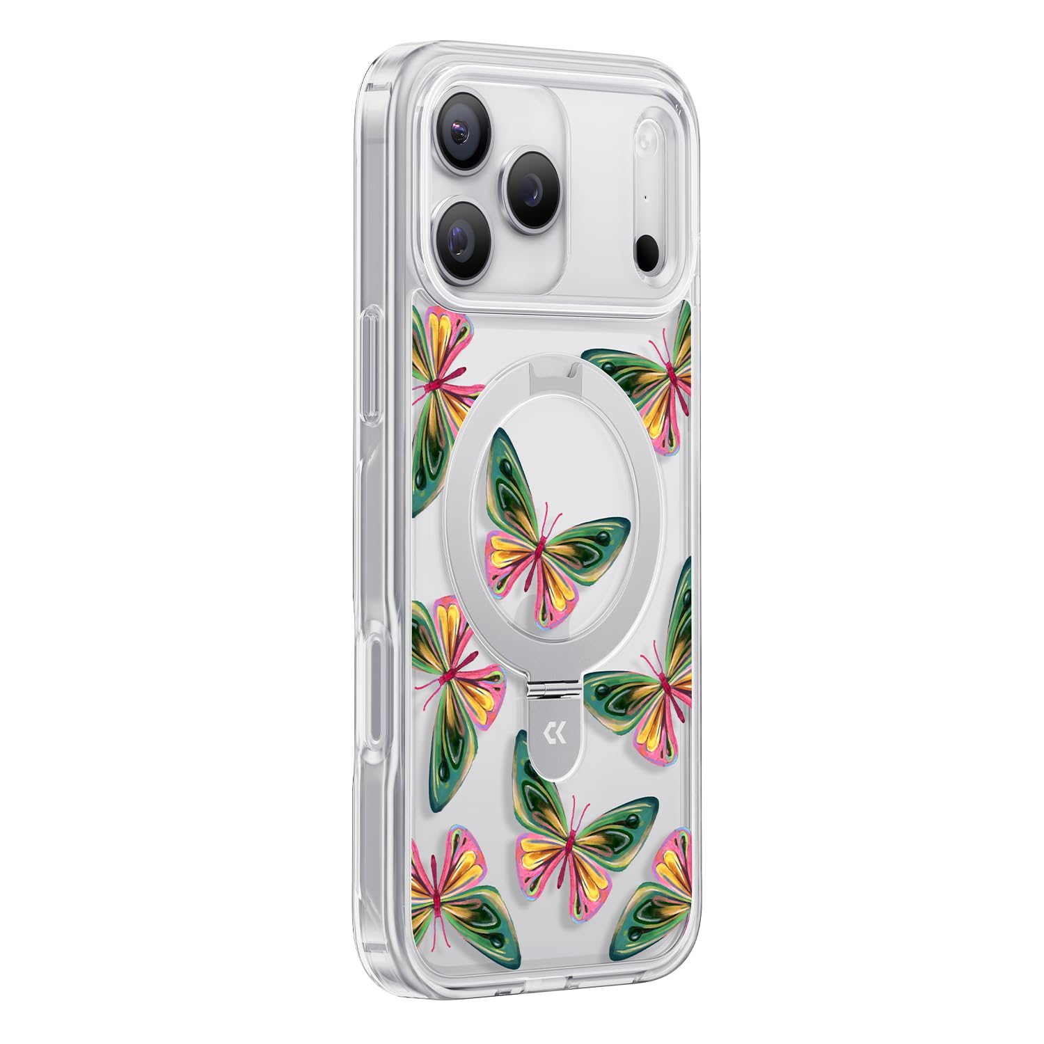 CASEKOO Floral Series Dancing Butterfly Phone Case with Magnetic Ring Stand