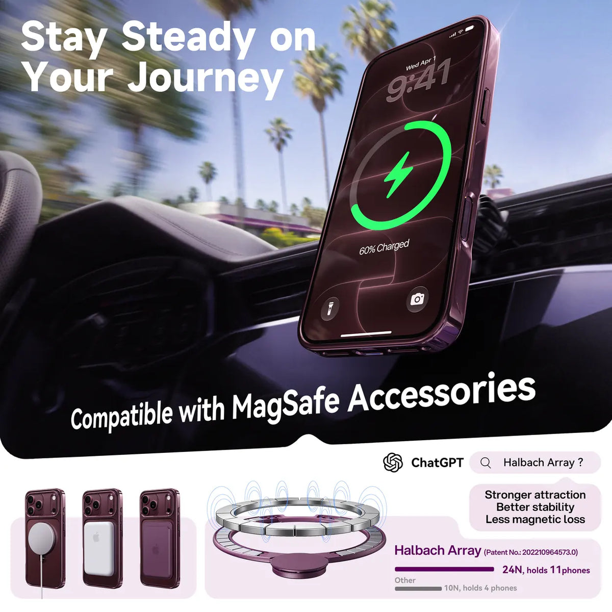 Snap onto a magnetic mount.