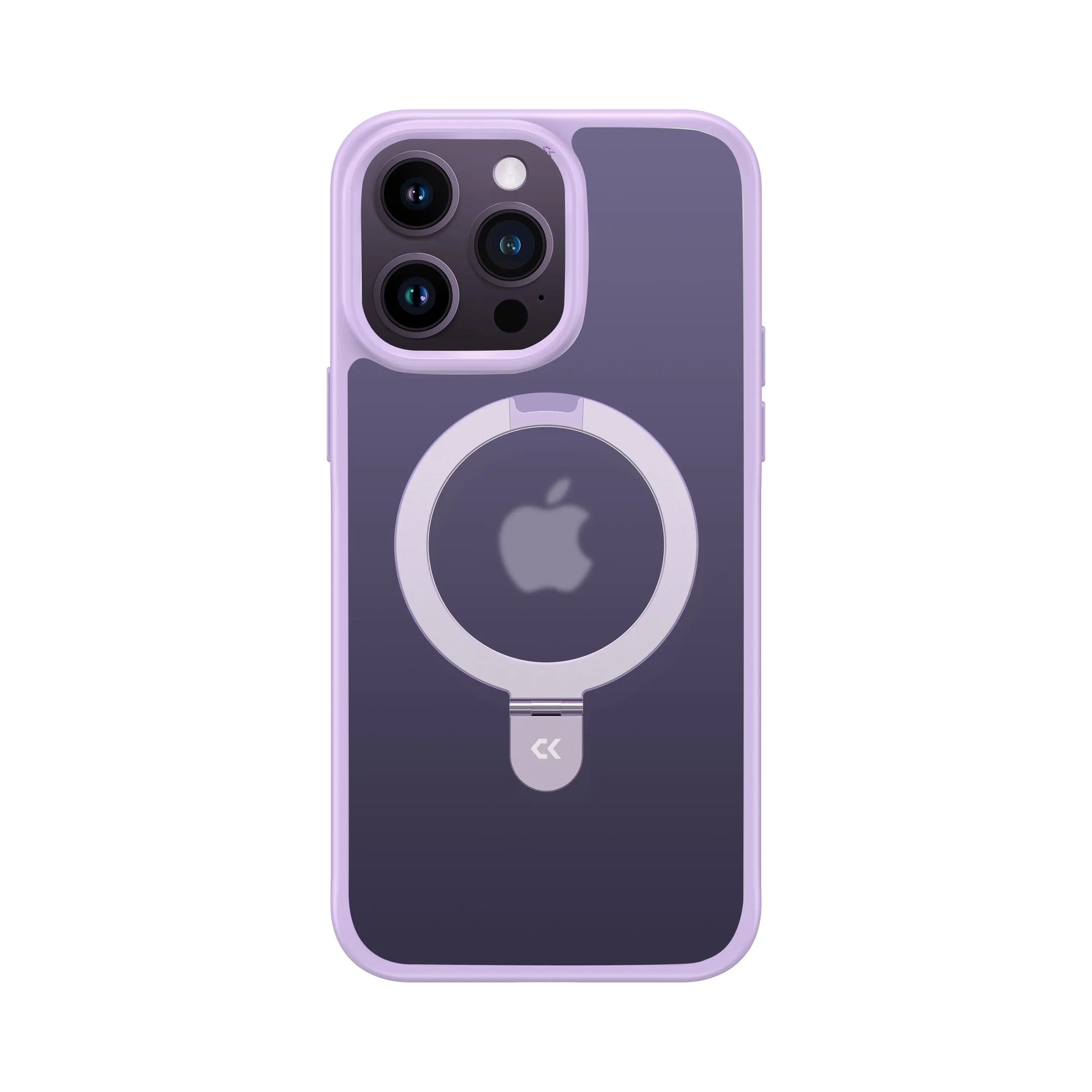 front view of light purple matte magic stand iphone case showing the design