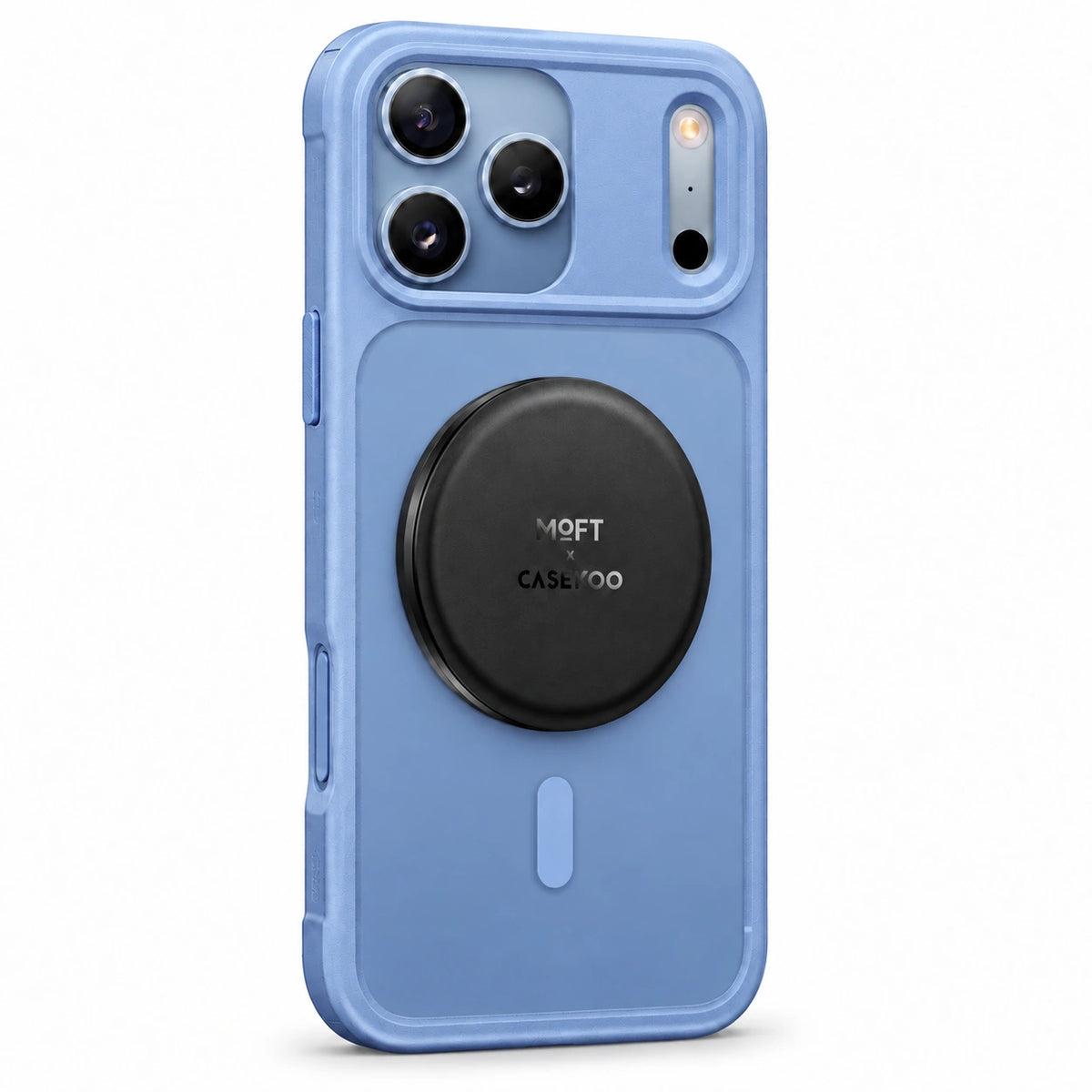Black MOFT × CASEKOO stand on a Glacier PureKOO magnetic case