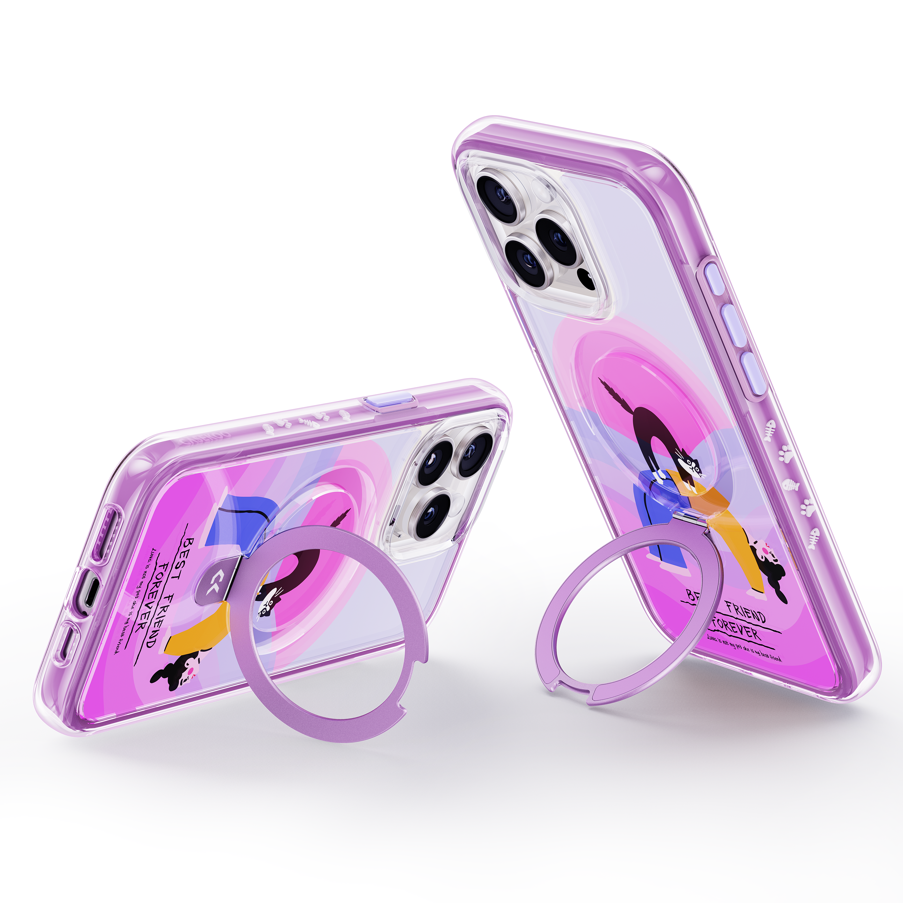 Play With Kitty air cushion magic stand iphone case showing the design