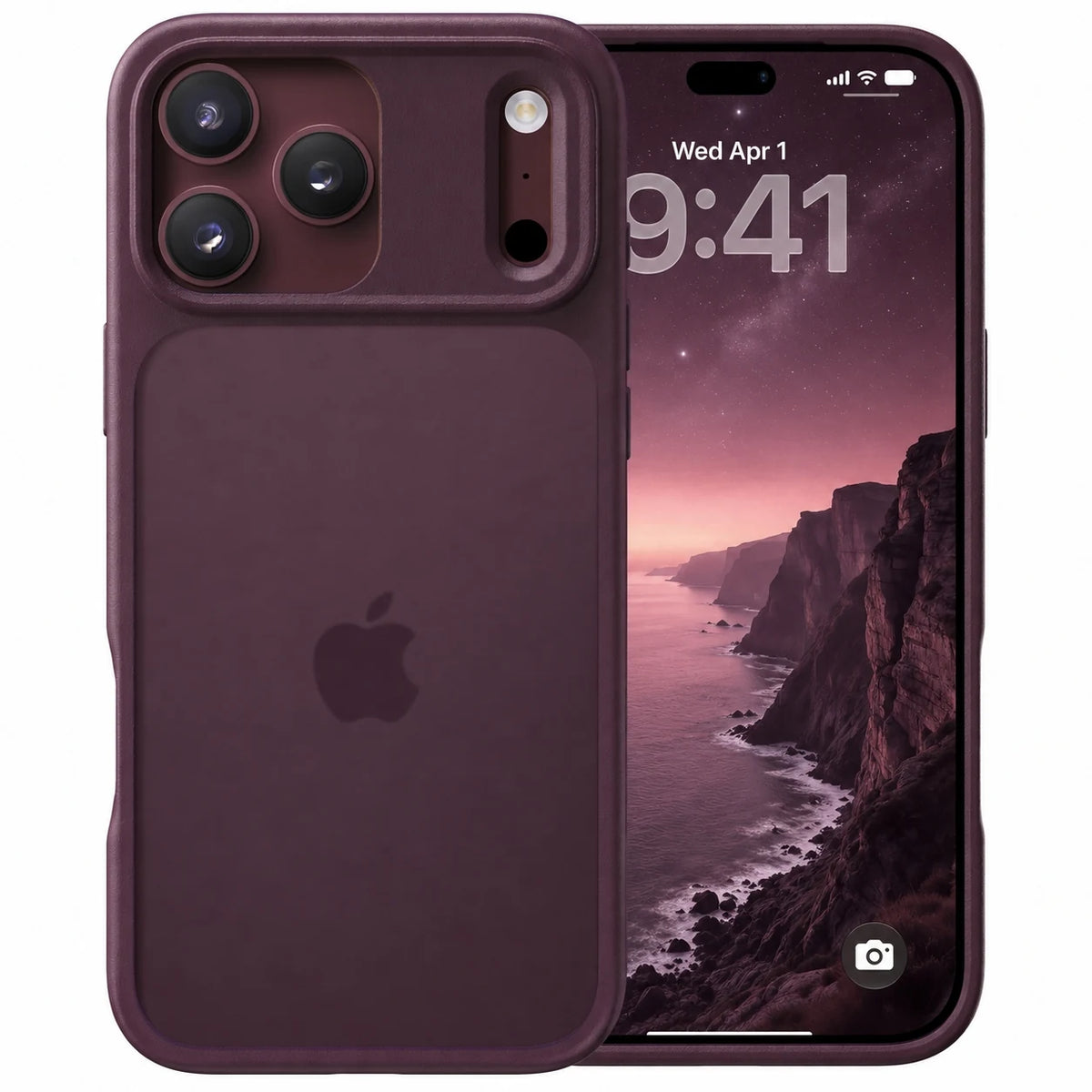 Burgundy matte iPhone 18 Pro and Pro Max case with slim shockproof protection