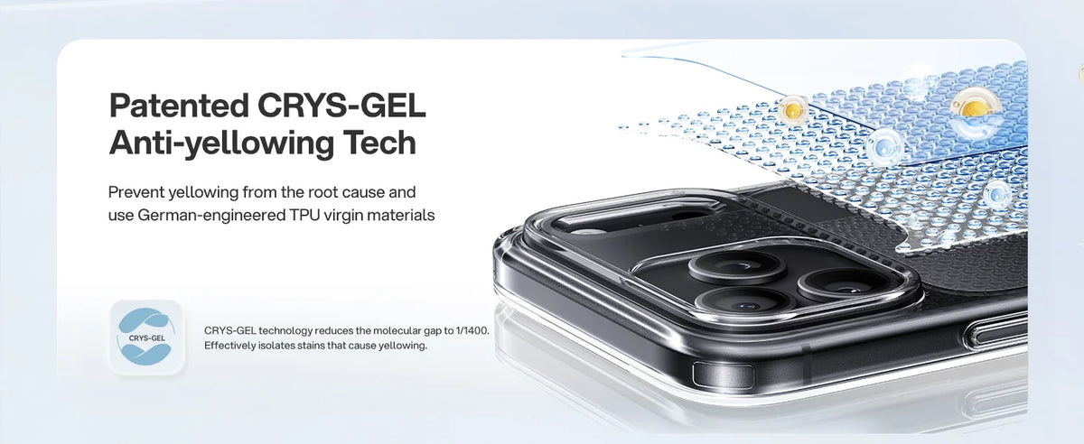 CASEKOO PureKOO Crystal Clear case: CRYS-GEL anti-yellowing material