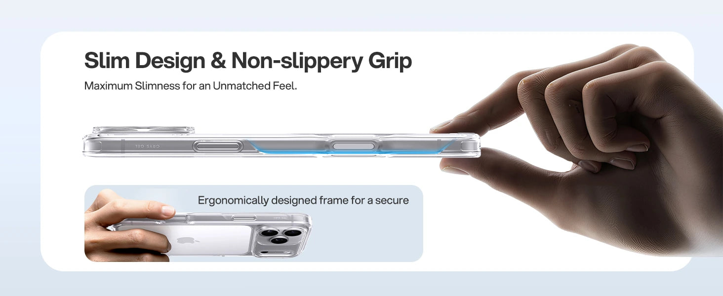 CASEKOO PureKOO Crystal Clear case: Slim profile. Comfortable grip.