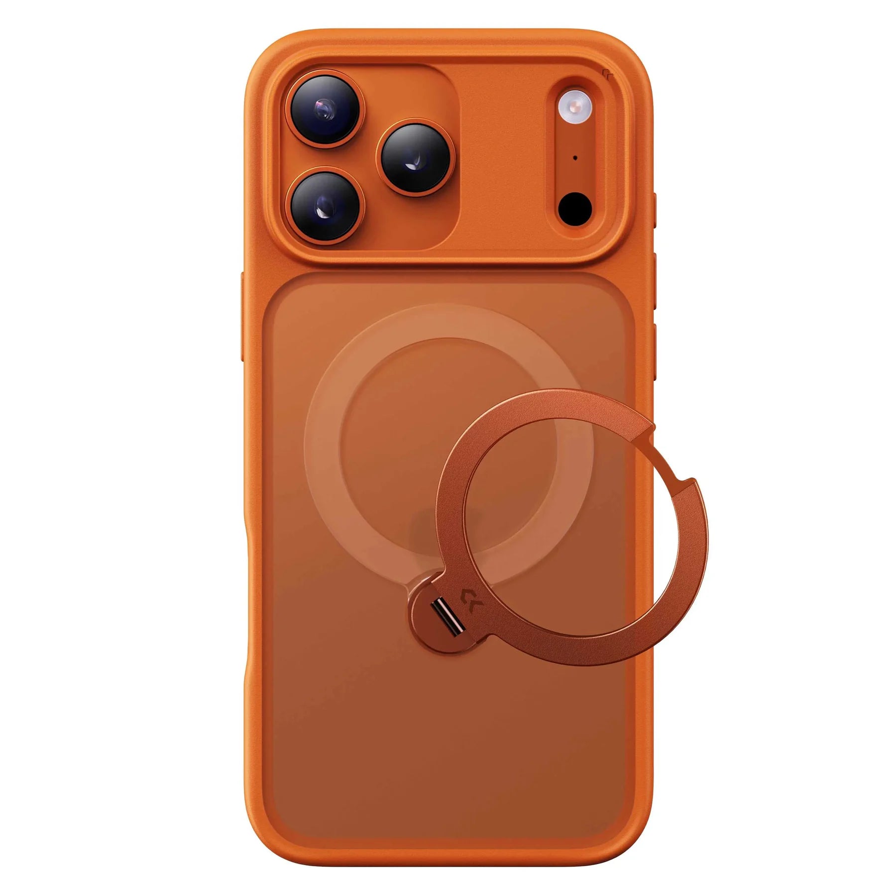 StandKOO Frost Vivid Orange iPhone 17 case with 360° ring stand