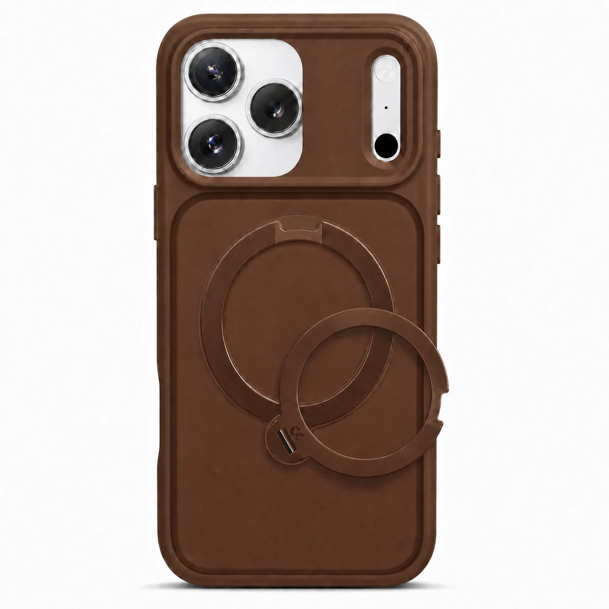StandKOO Frost Brown iPhone case with open 360° ring stand