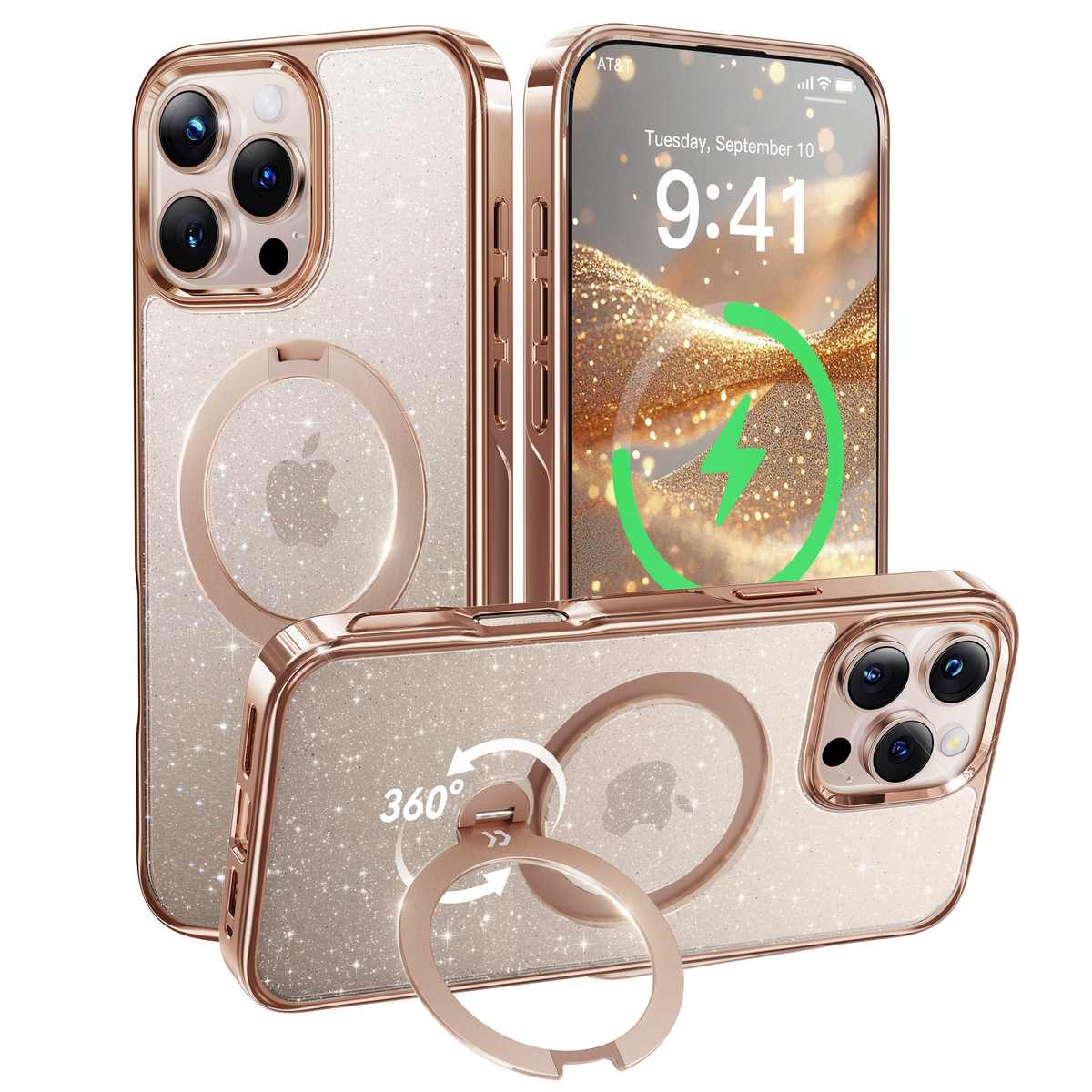StandKOO Halo Sparkle Rose Gold case for iPhone 16 Pro Max