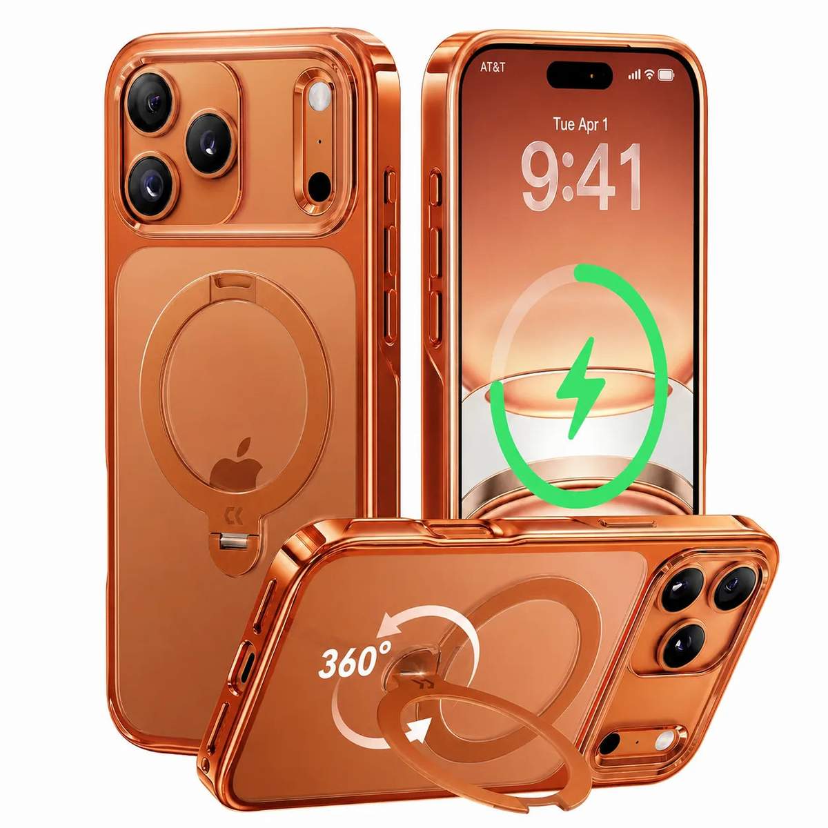 StandKOO Halo Vivid Orange case for iPhone 17 Pro and 17 Pro Max