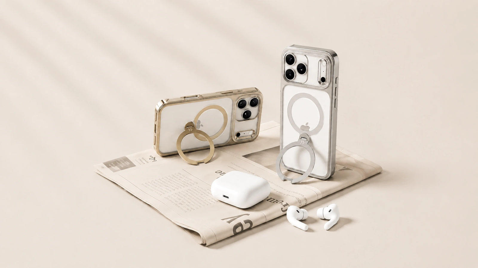Two CASEKOO StandKOO Halo cases showing the 360 degree rotating stand